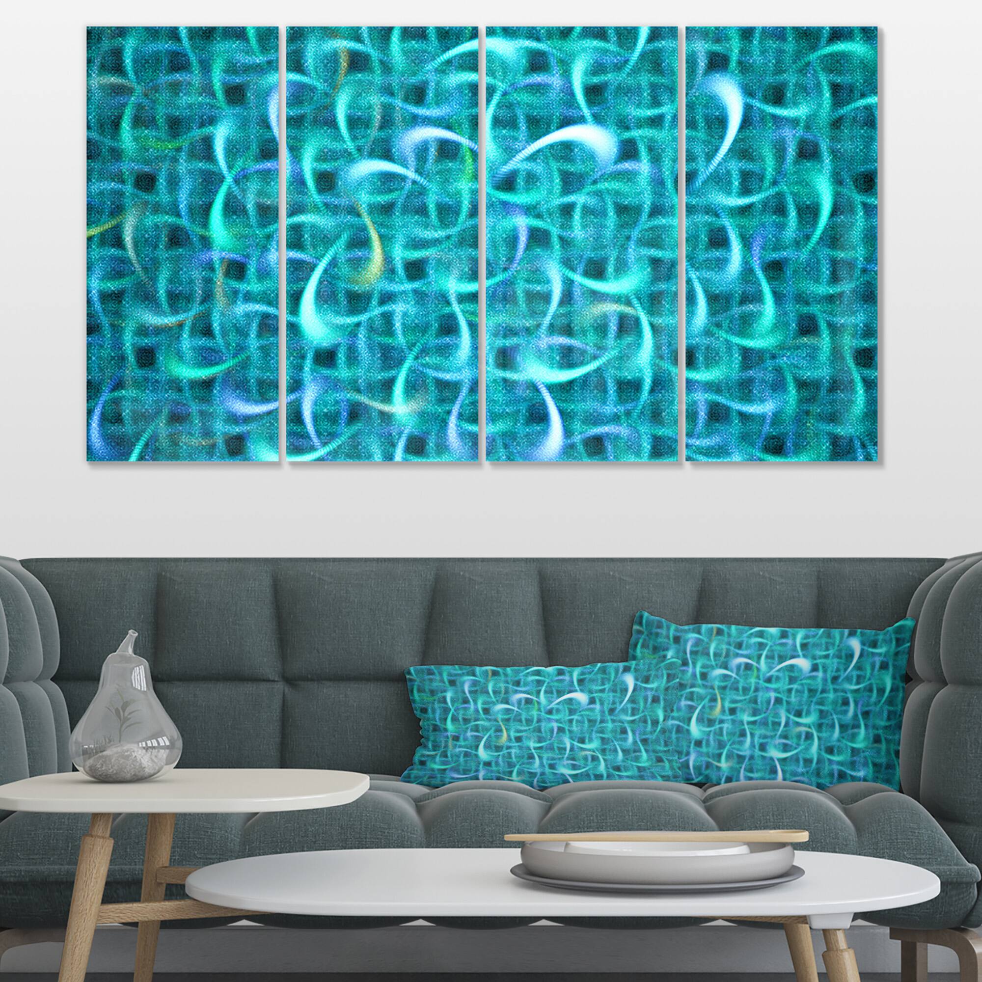 Designart - Turquoise Watercolor Fractal Pattern - Abstract Art on Canvas