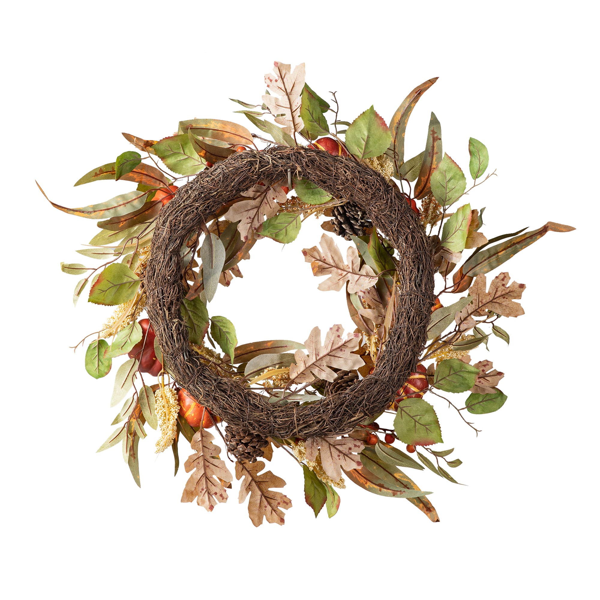Glitzhome&#xAE; 24&#x22; Fall Pumpkin Leaf Floral Wreath
