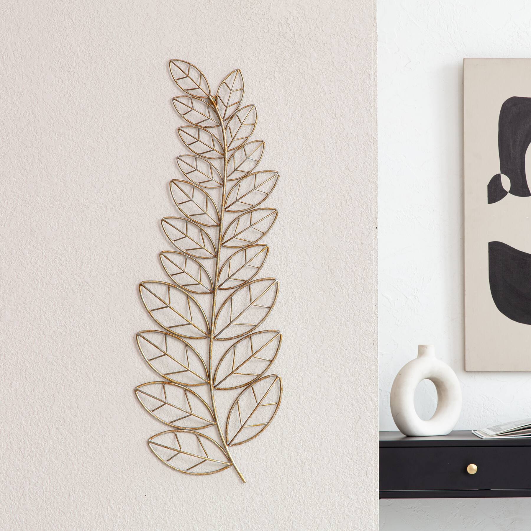 Habitat Decor 33" Gold Eber Leaves Metal Wall Art