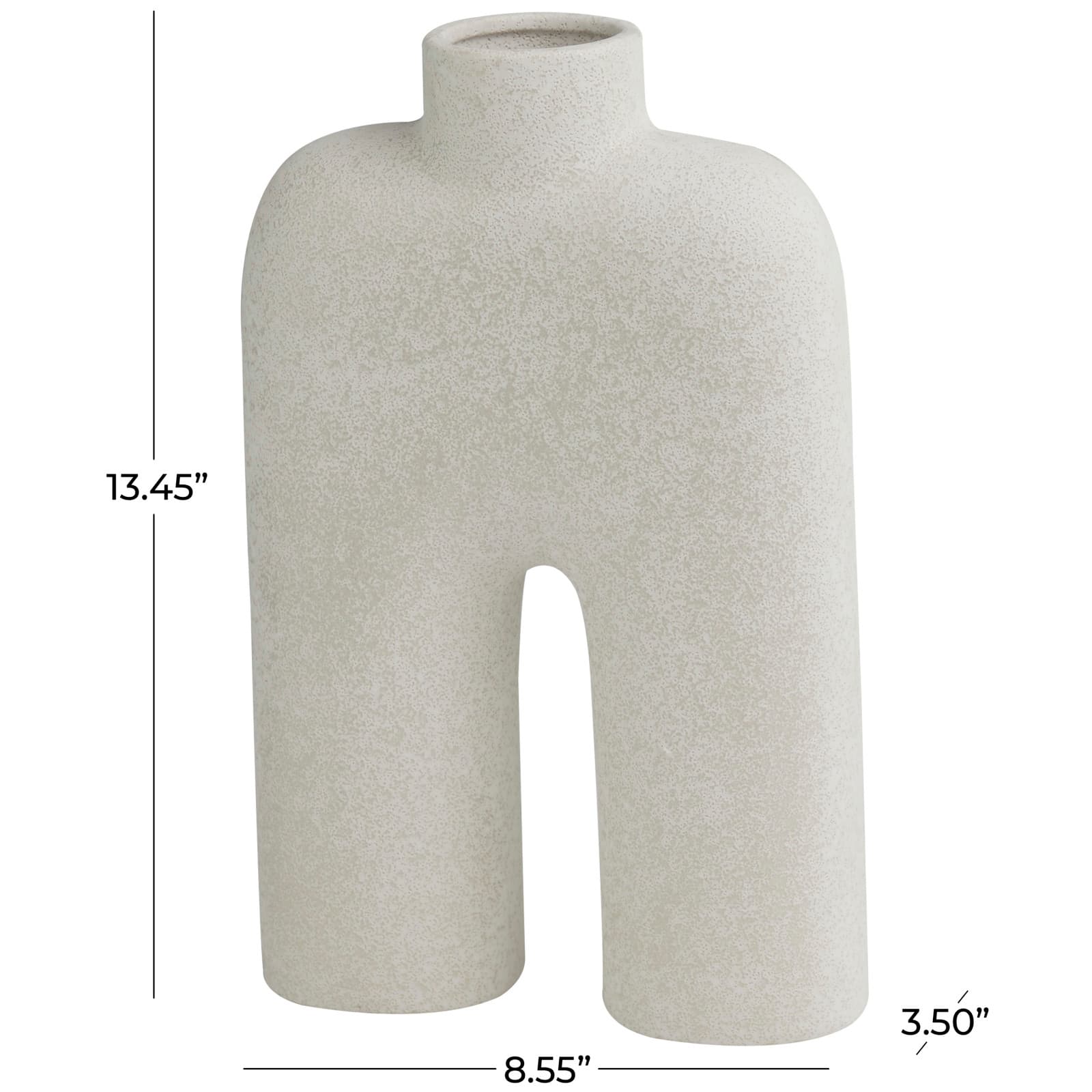 The Novogratz 13&#x22; Arched Abstract White Ceramic Vase