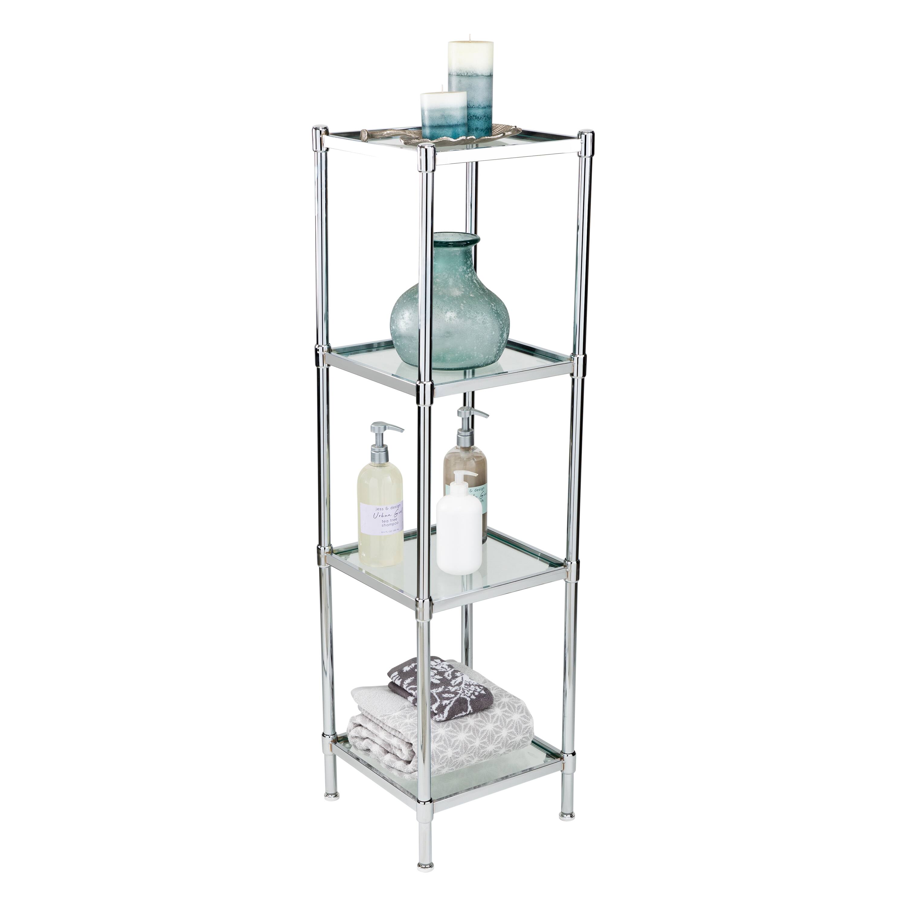 Organize It All Free Standing 4-Tier Glass Shelf Tower