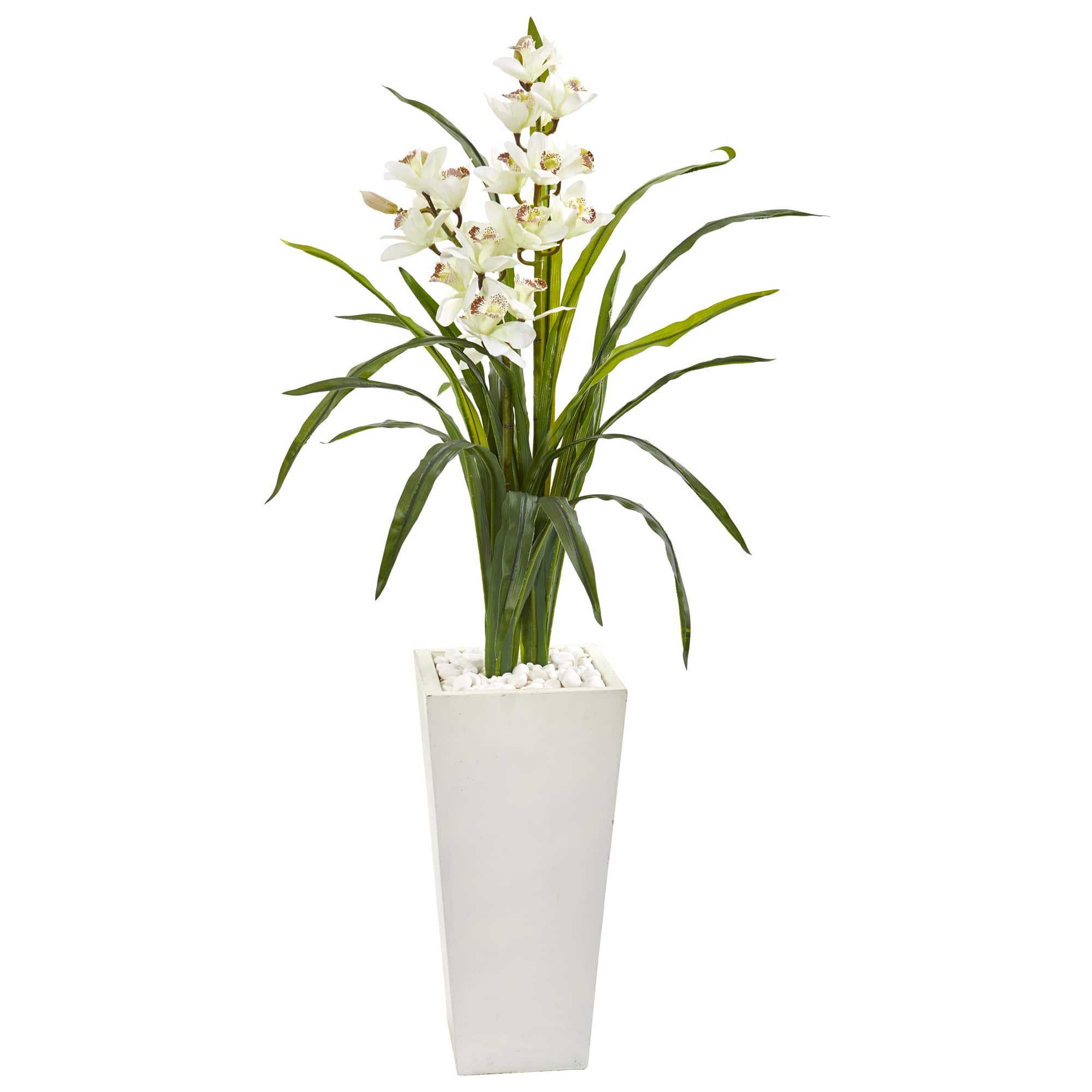 4ft. Boat Orchid Artificial Plant in White Tower Planter