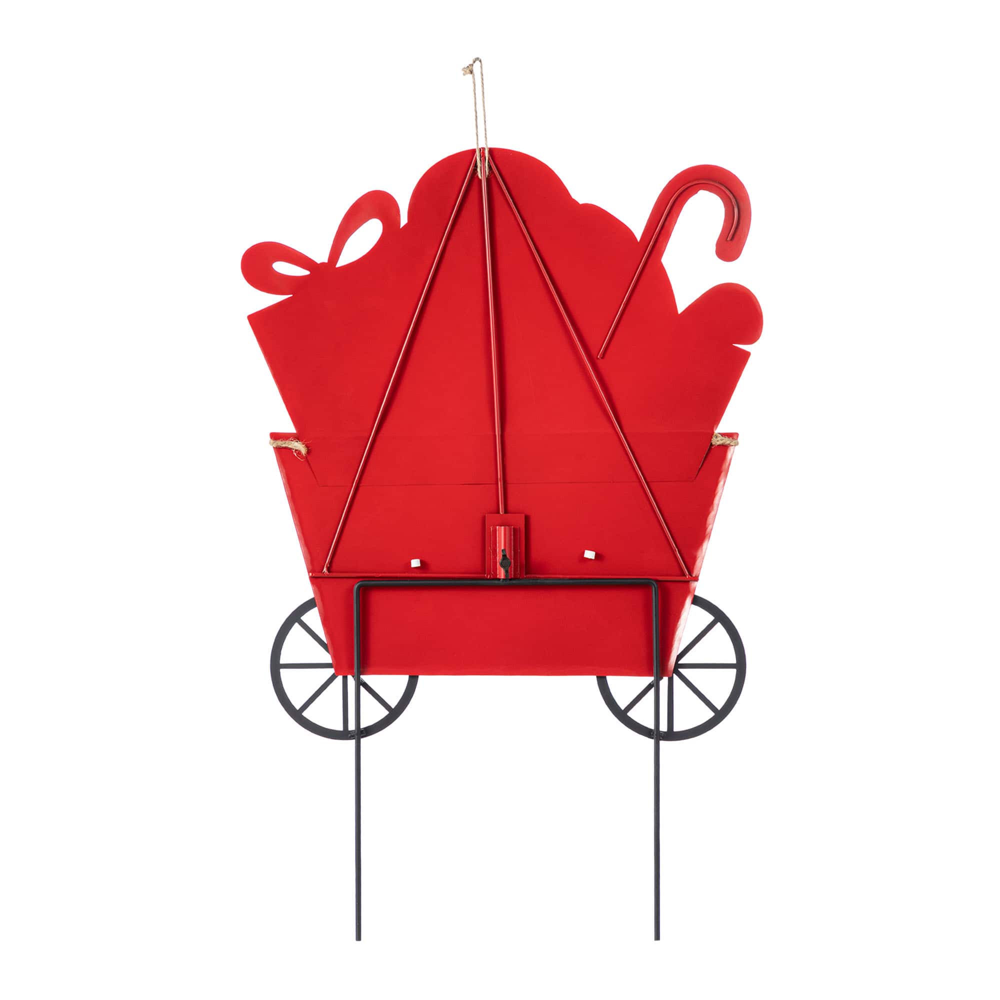 Glitzhome&#xAE; 24&#x22; Metal Christmas Dog and Gift Cart Yard Stake