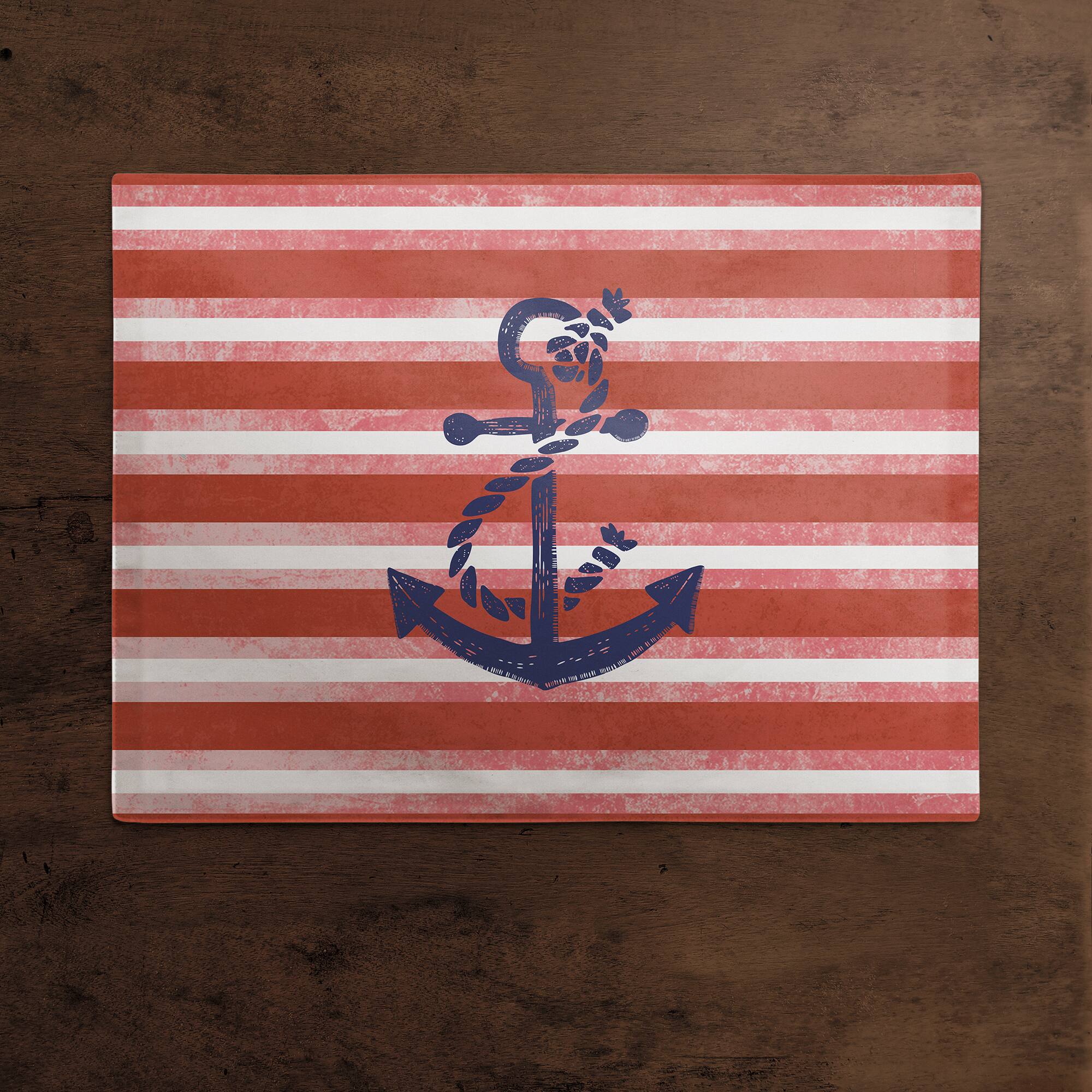 18" Red Stripes & Anchor Poly Twill Placemat