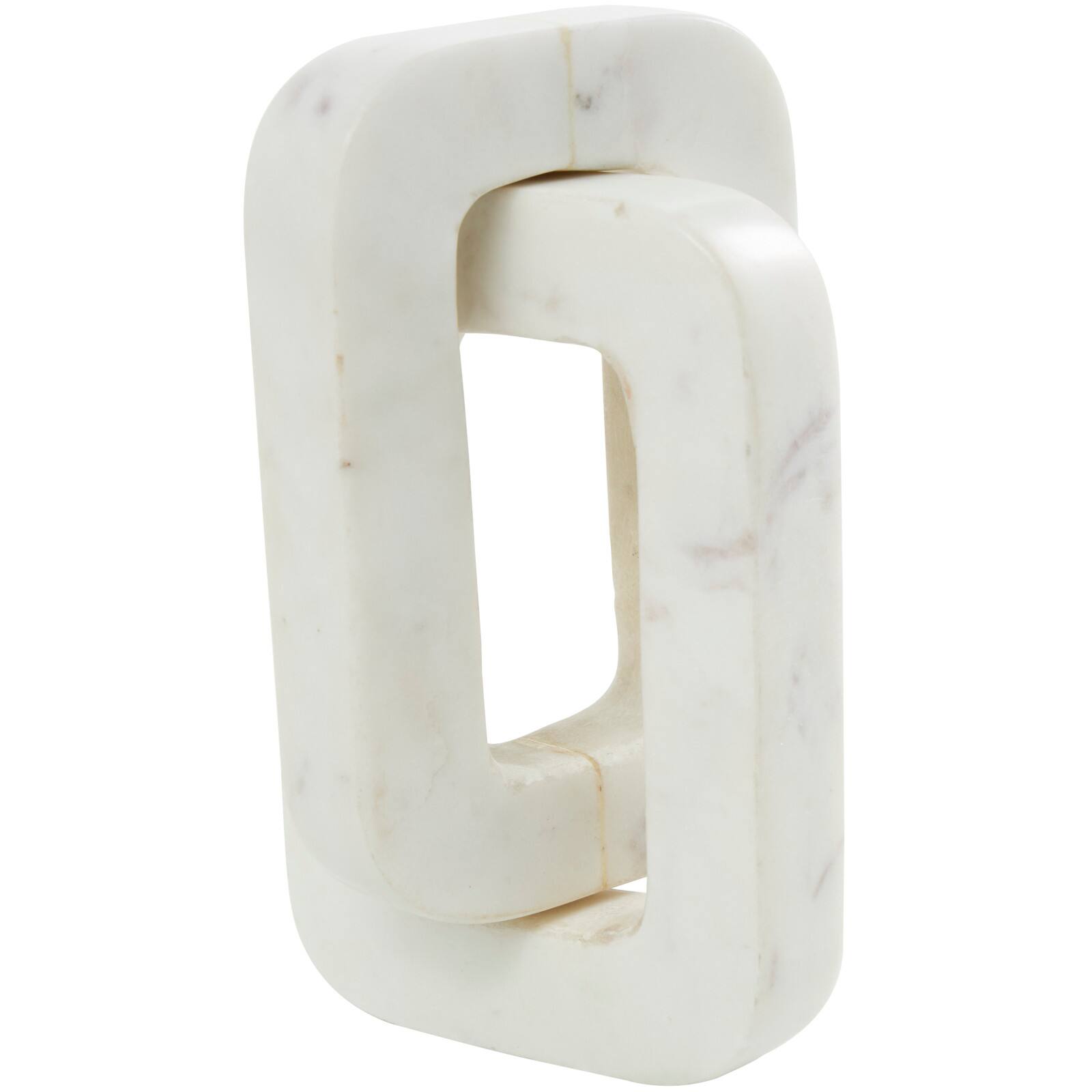 White Marble Geometric 2 Link Chain Sculpture D&#xE9;cor