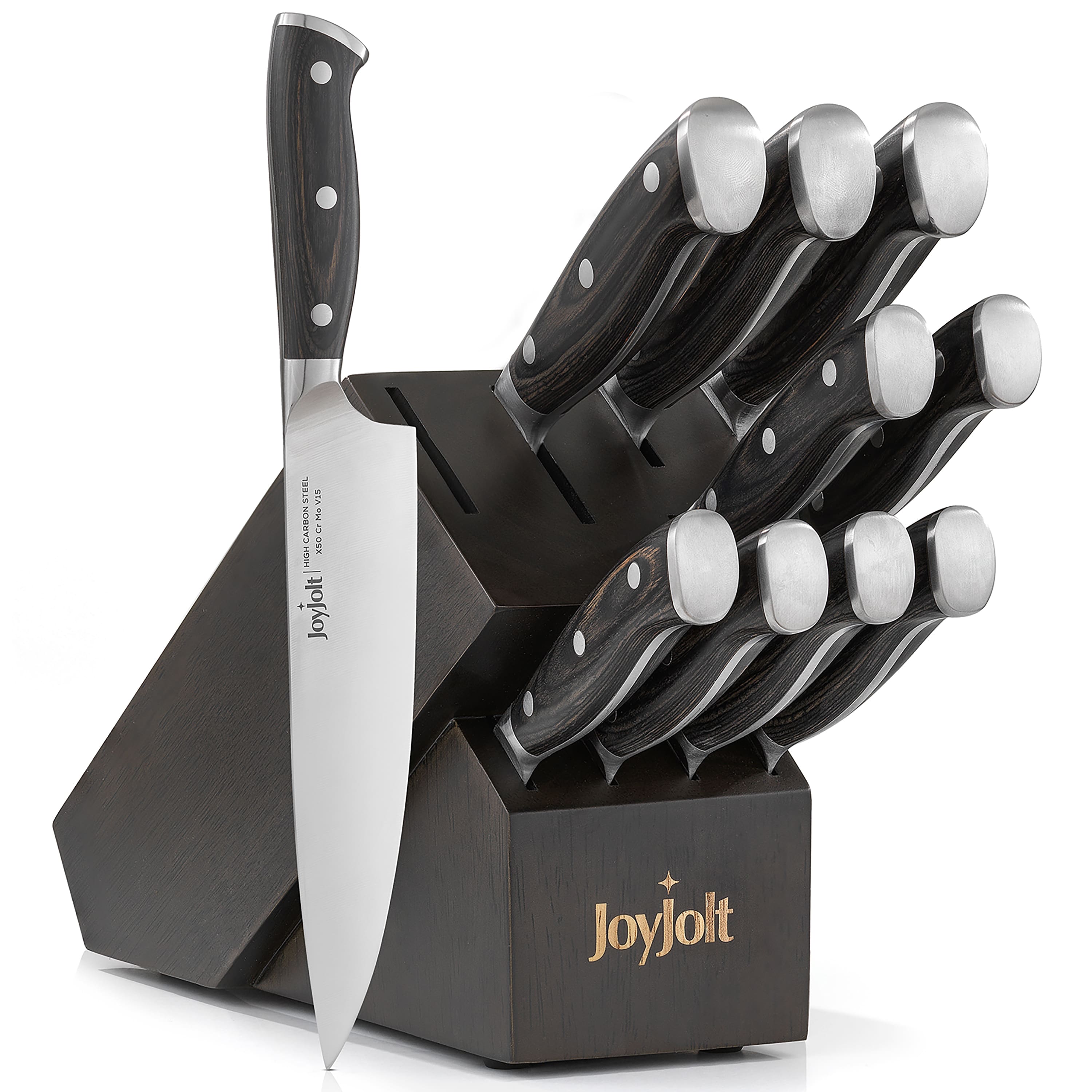 JoyJolt® 11-Piece Assorted High Carbon Knife Block Set