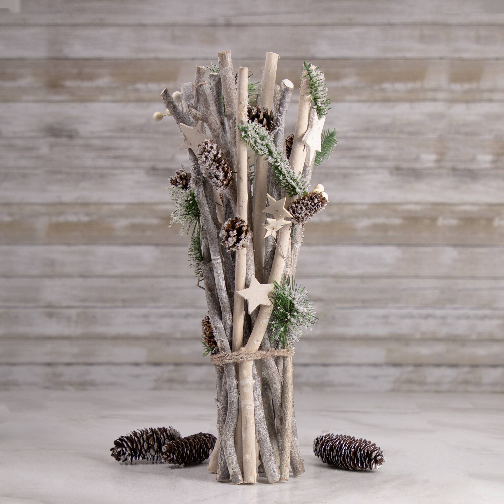18" Natural Branch Christmas Bundle with Stars and Berries