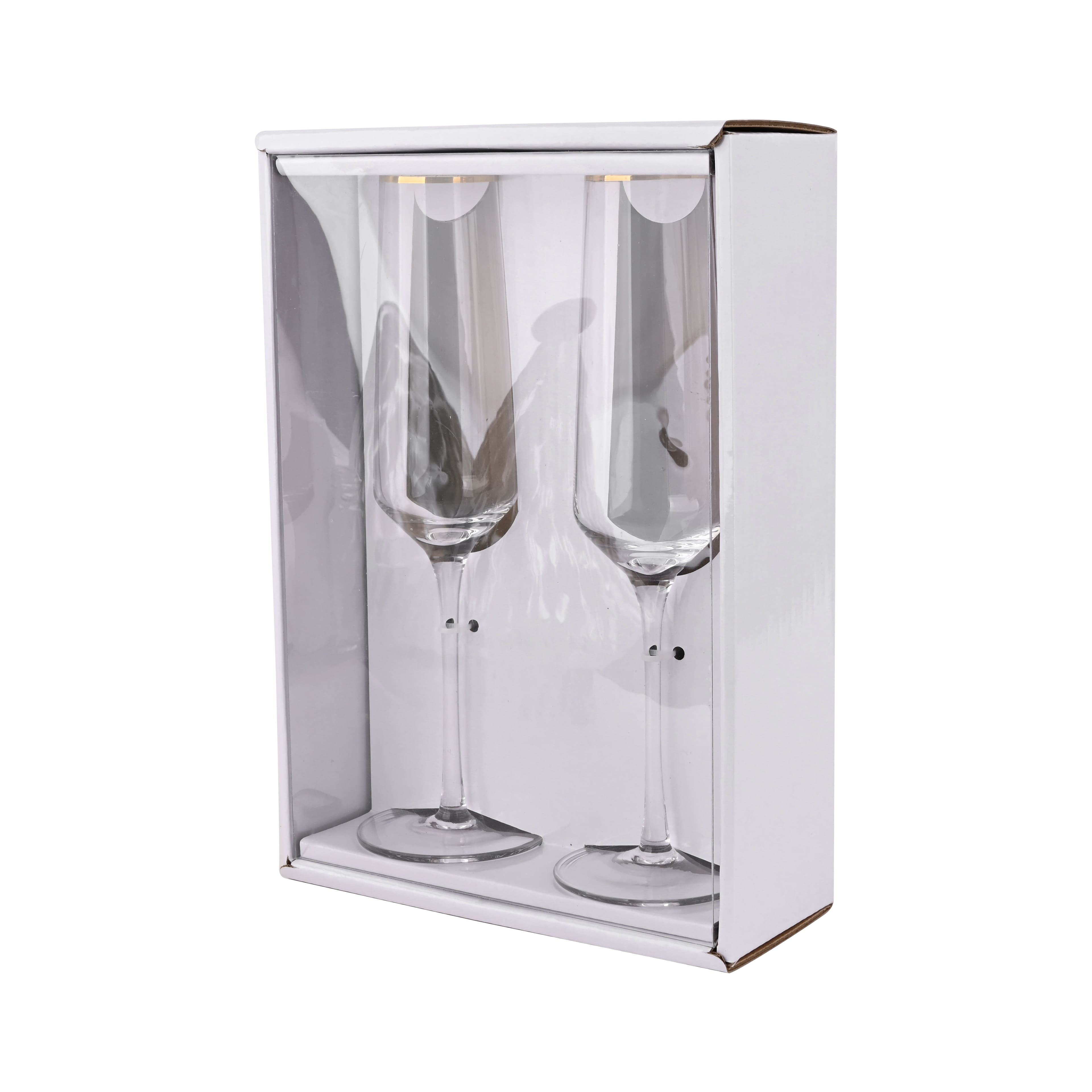 6 Packs: 2 ct. (12 total) 6oz. Clear Flute Glasses with Gold Rim by Celebrate It&#x2122;