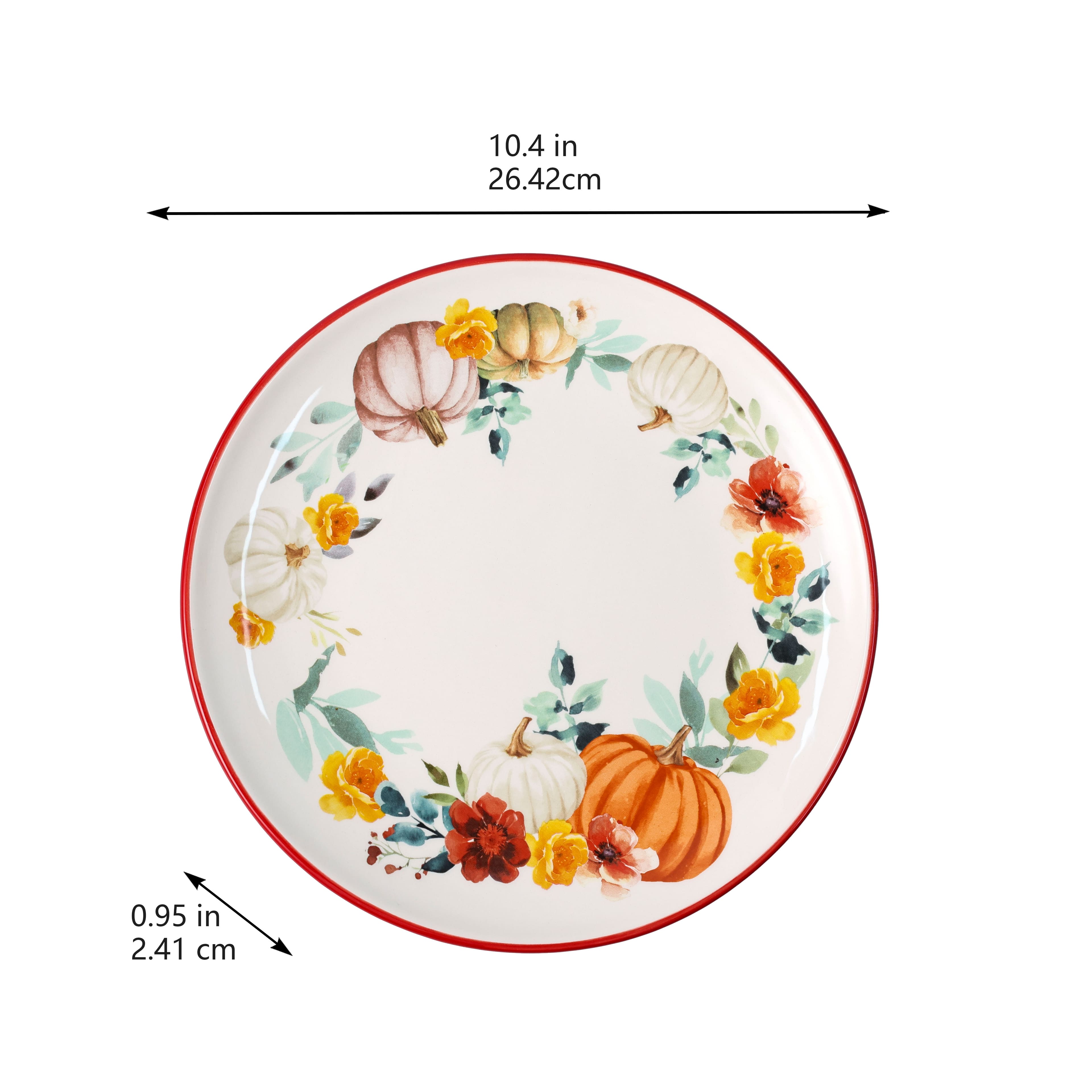 10.5" Pumpkin & Fall Florals Dinner Plate by Ashland®