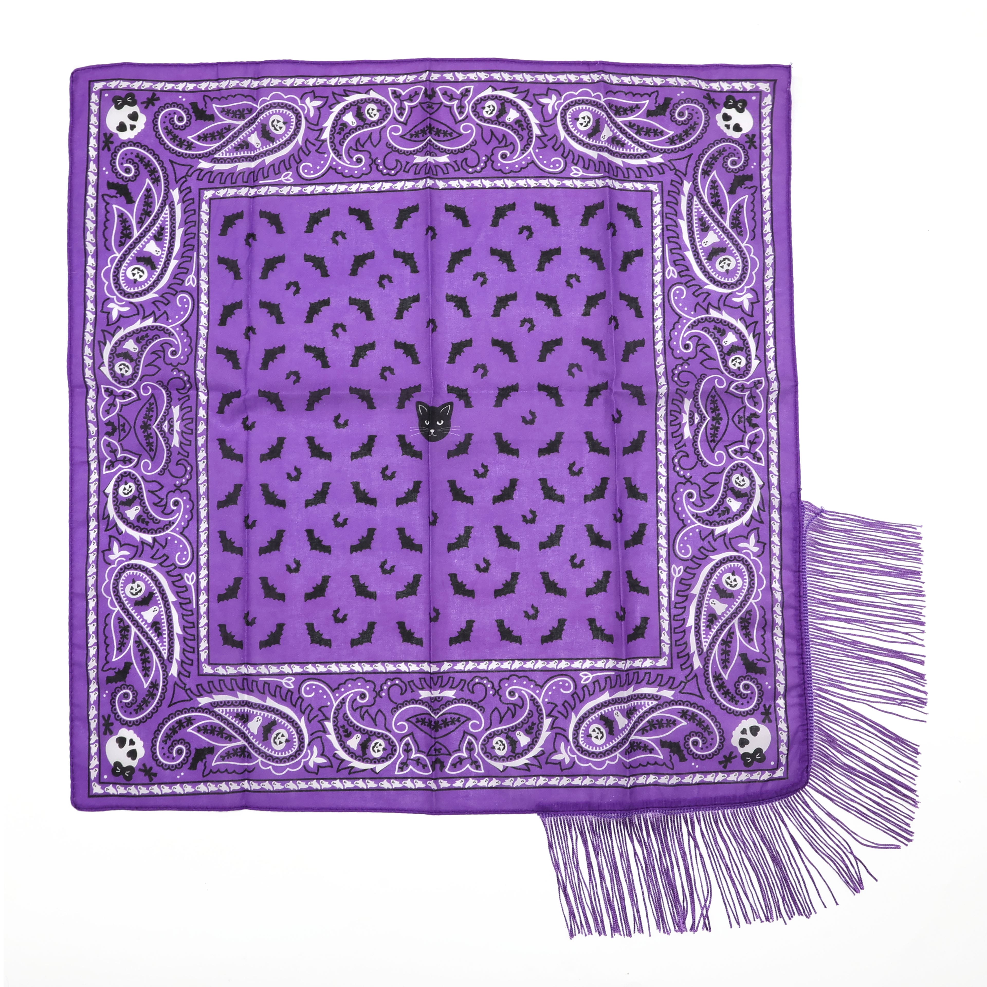 25&#x22; Purple Cat &#x26; Bat Bandana by Celebrate It&#x2122;