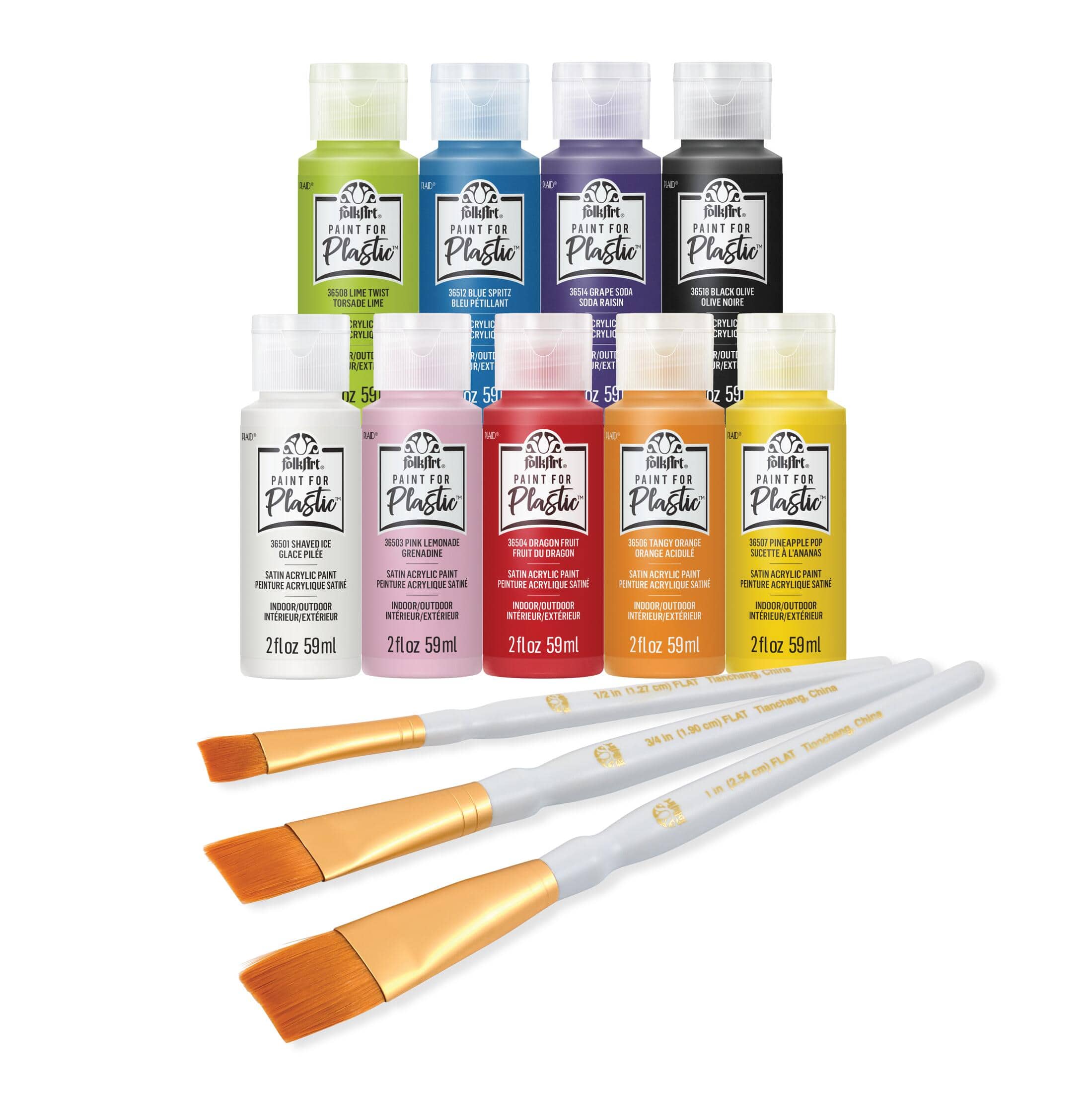 FolkArt® Paint For Plastic™ Paint & Brush Kit