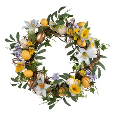 20" Floral & Egg Wreath by Ashland®