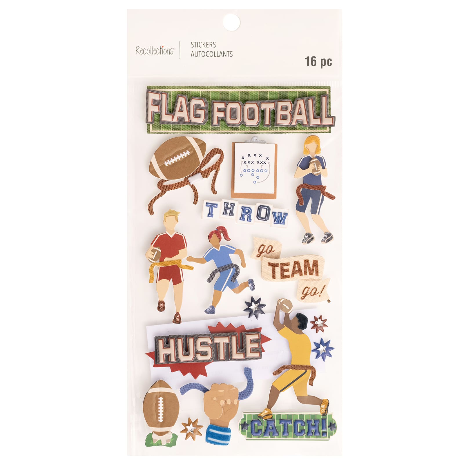 12 Pack: Flag Football Dimensional Stickers by Recollections™