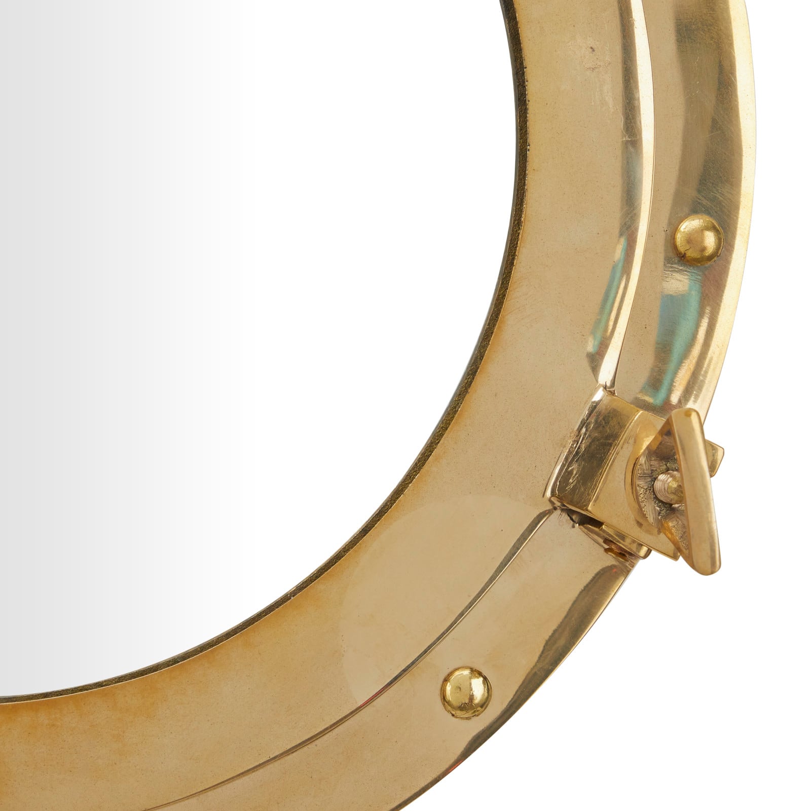 The Novogratz Gold Brass Sail Boat Wall Mirror with Port Hole Detailing 12&#x22; x 2&#x22; x 12&#x22;
