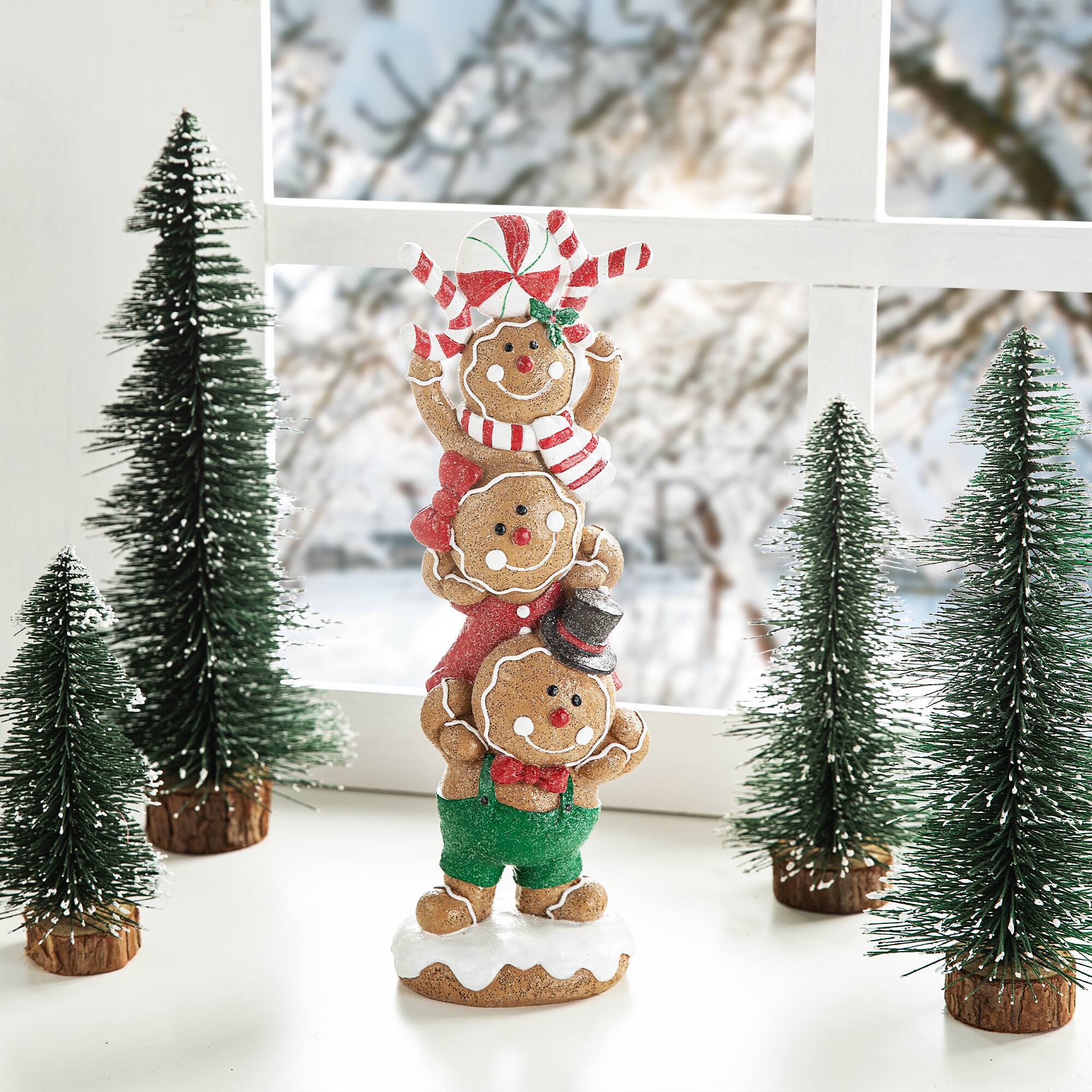 Glitzhome&#xAE; 12.5&#x22; Stacked Gingerbread Table D&#xE9;cor