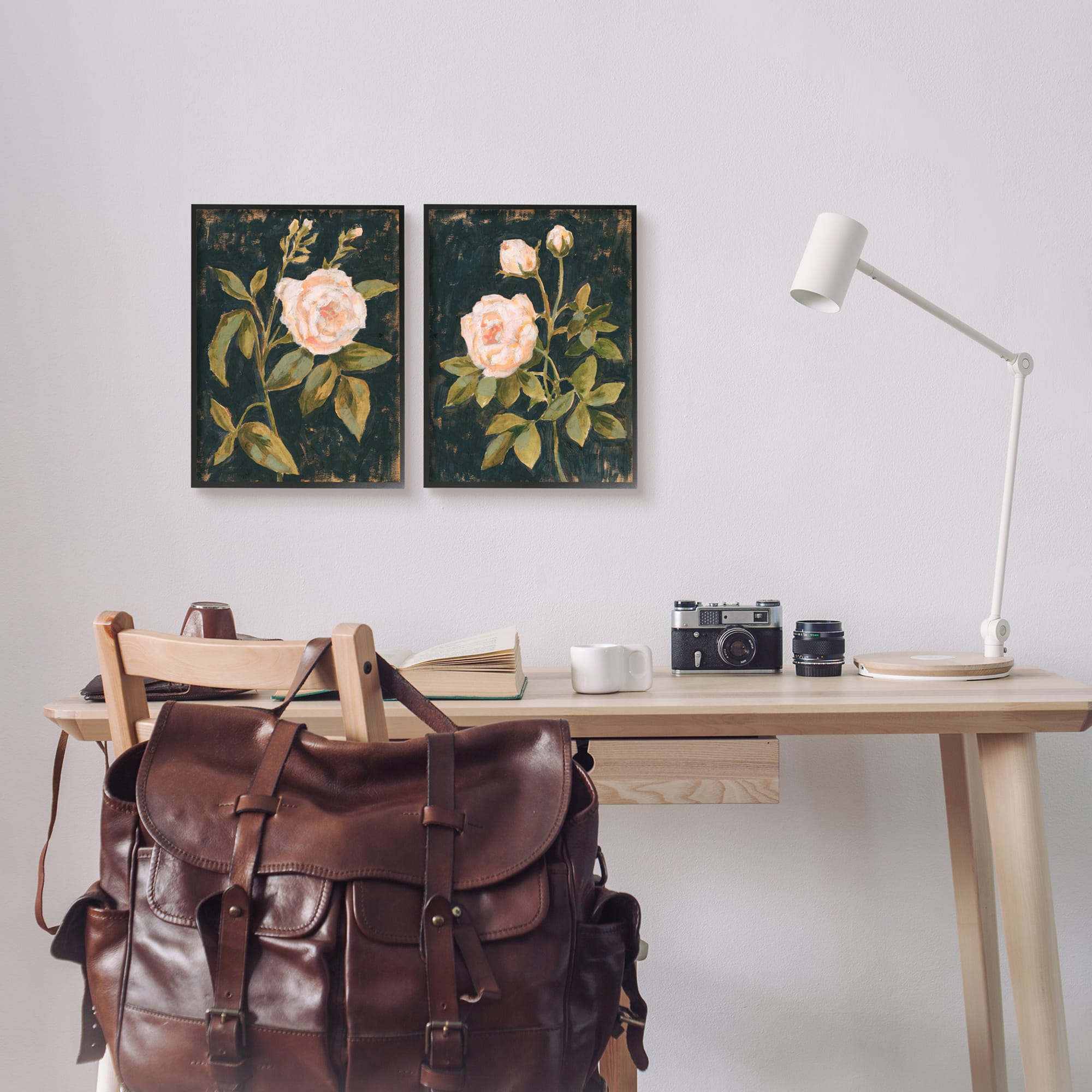 Stupell Industries Enchanted Vintage Pink Rose Florals Black Framed Wall Art Set