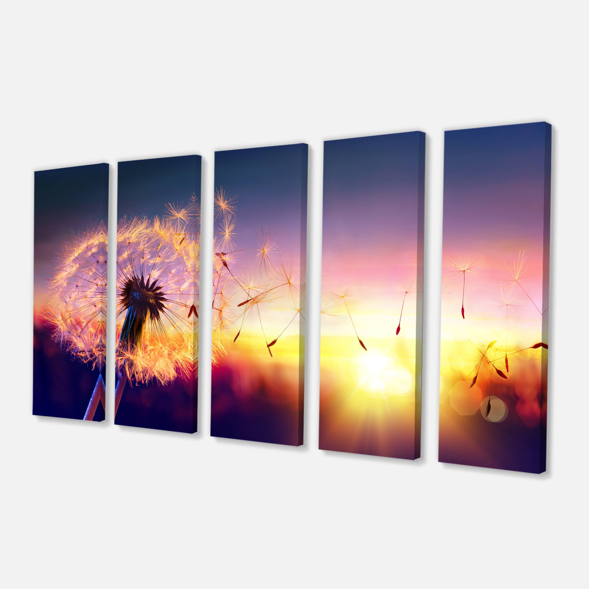 Designart - Dandelion at Sunset Freedom to Wish - Abstract Wall Art Canvas