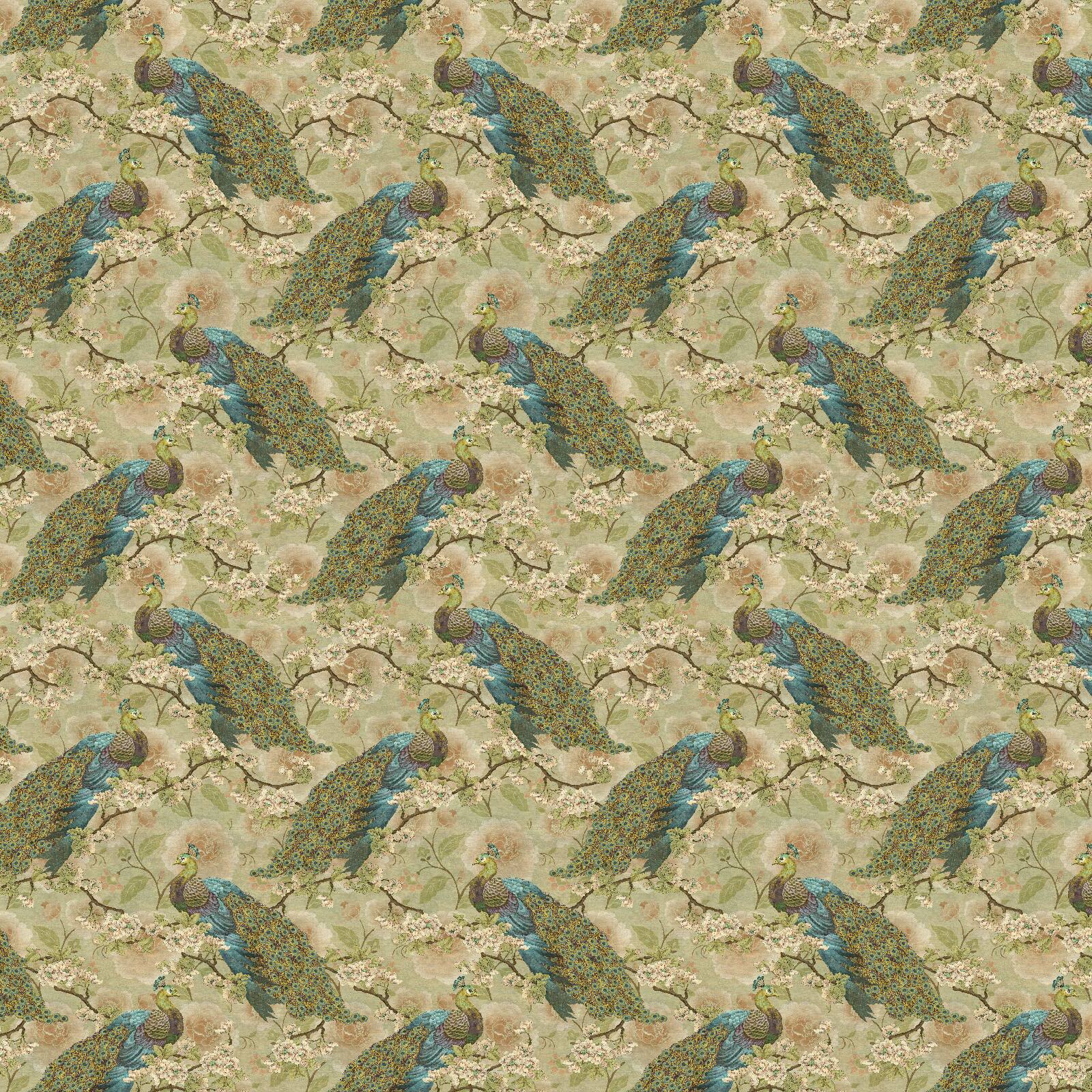 Springs Creative Multicolor Peacock Floral Cotton Fabric