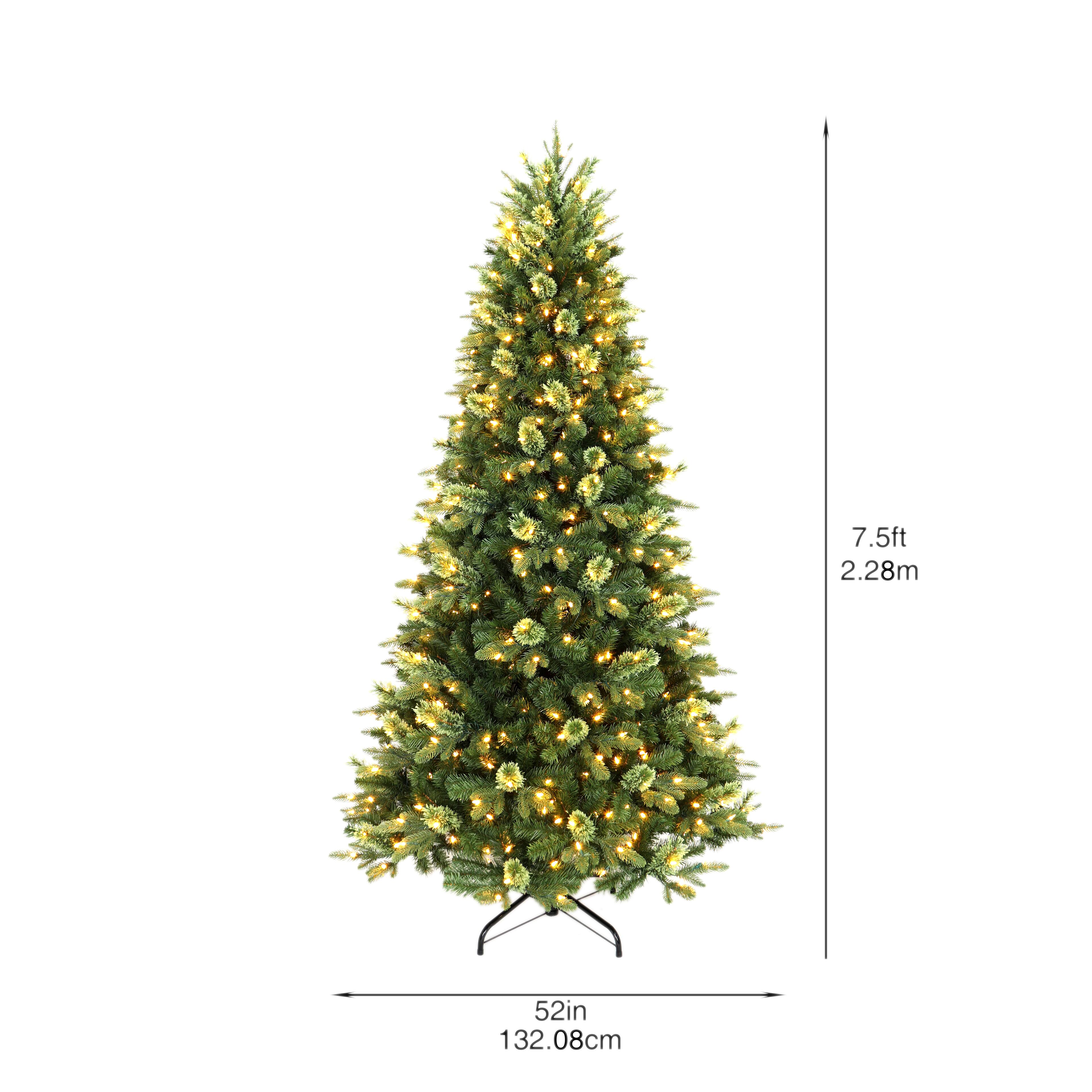 Arbre de No&#xEB;l &#xE9;pinette Jackson effil&#xE9; artificiel pr&#xE9;allum&#xE9; de 2,2&#xA0;m avec lumi&#xE8;res &#xE0; DEL blanc chaud d&#x27;Ashland