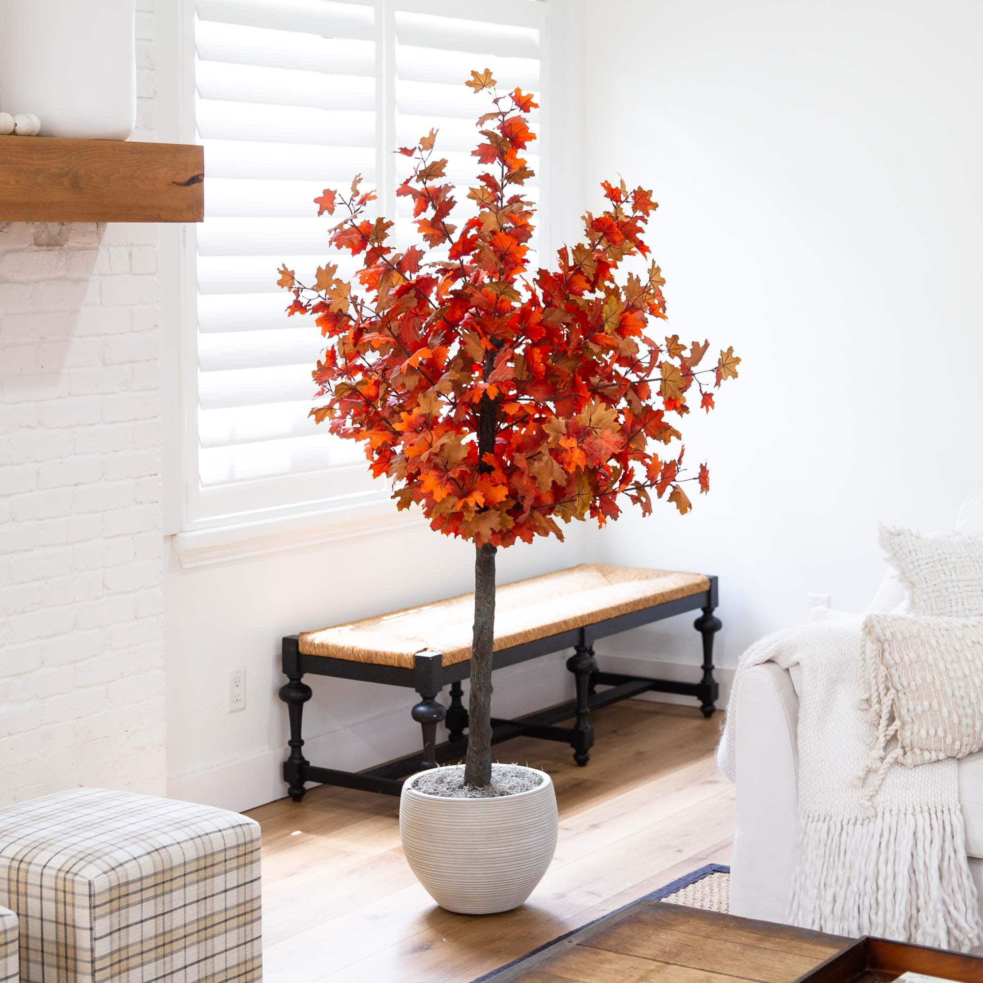 6ft. Deep Orange Autumn Lush Maple Artificial Potted Tree