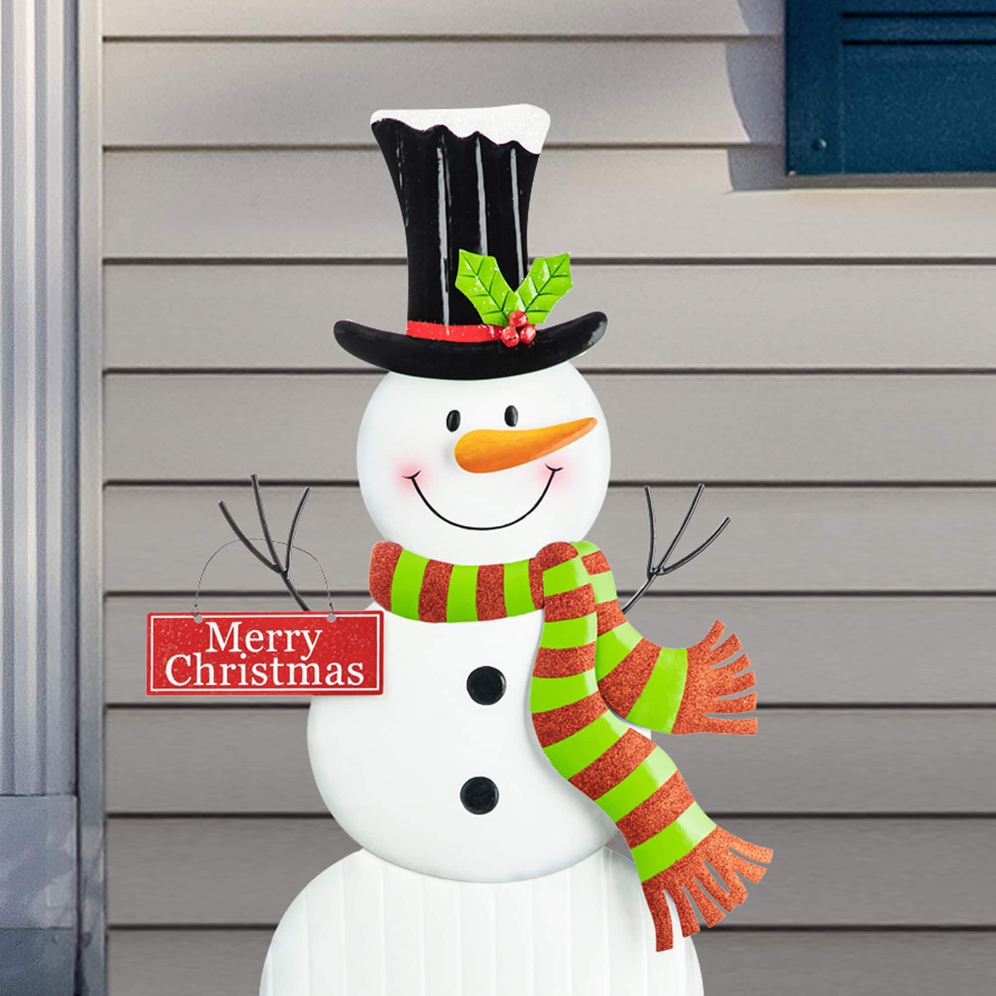 Glitzhome&#xAE; 40&#x22; Metal Snowman Yard Stake