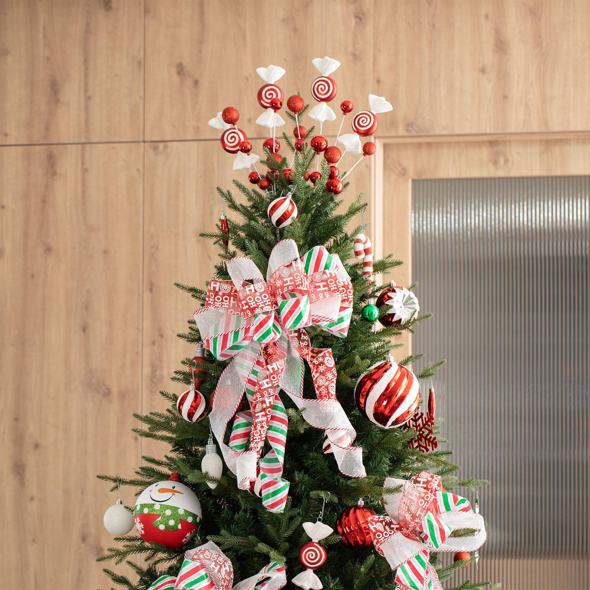 Glitzhome® 32" Whimsical Red & Green Ribbon Christmas Bows, 9ct.