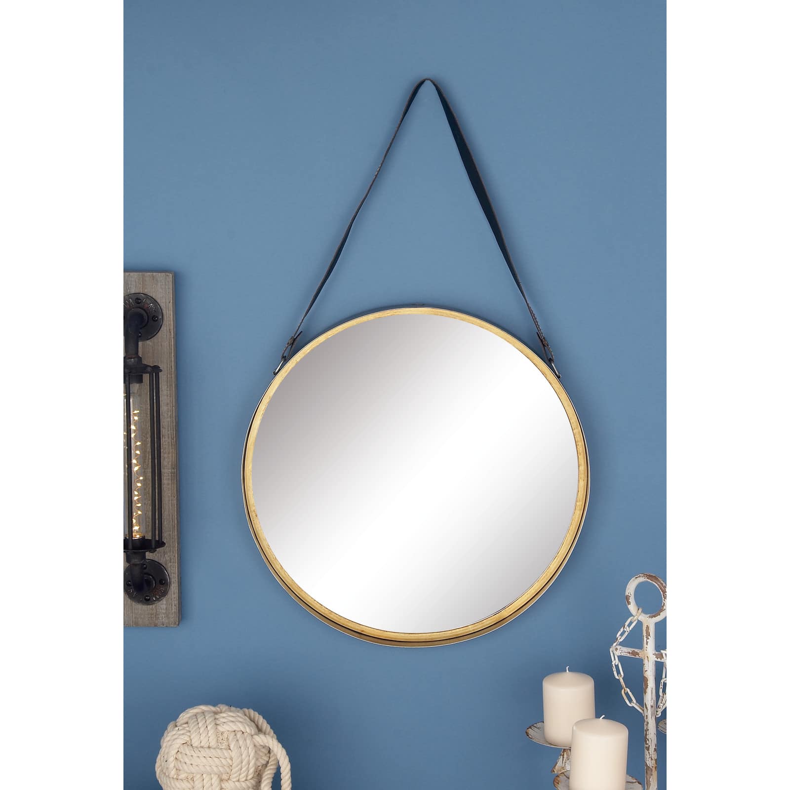 33" Gold Modern Metal Wall Mirror