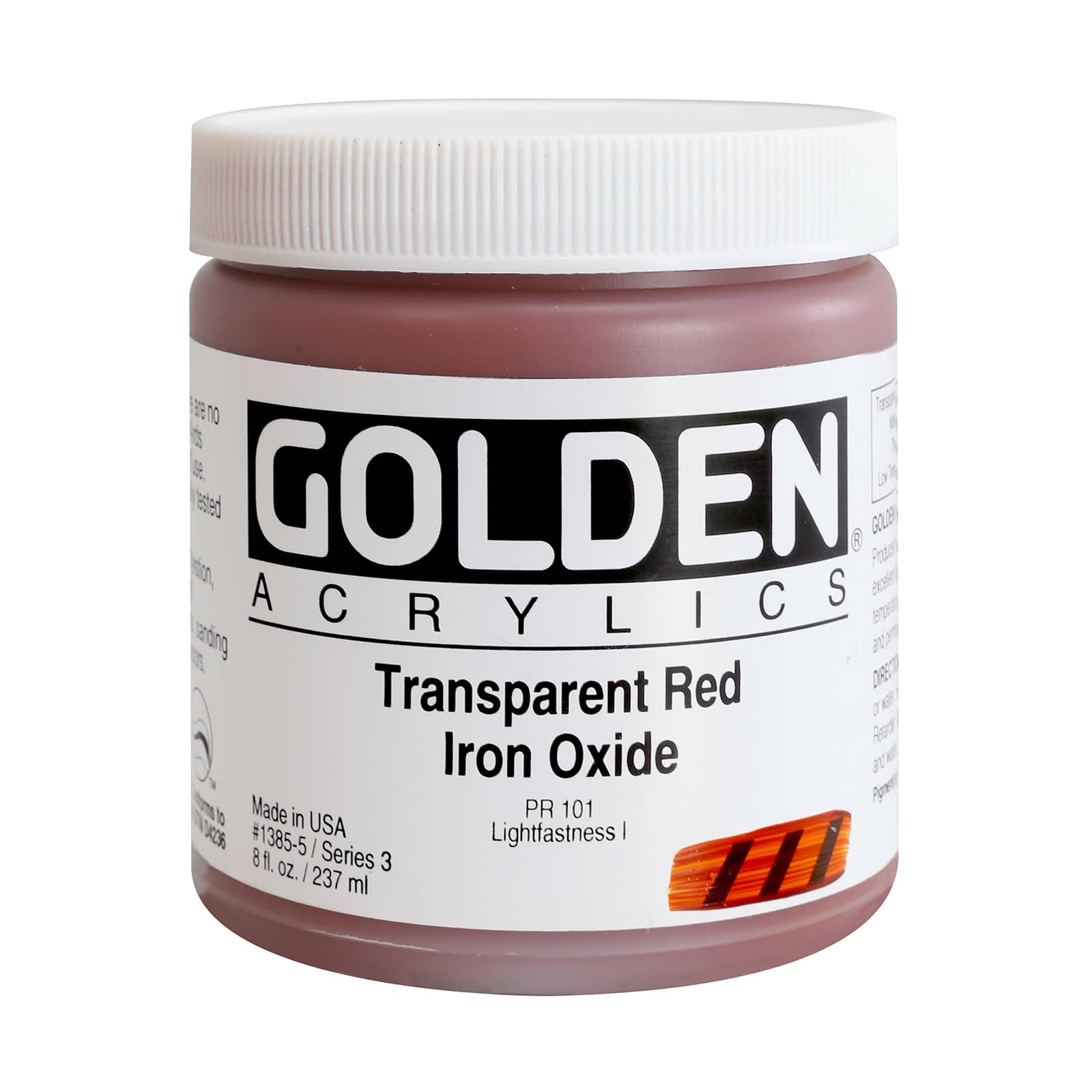 Golden Heavy Body Acrylic Paint, 8 oz in Transparent Red Iron Oxide
