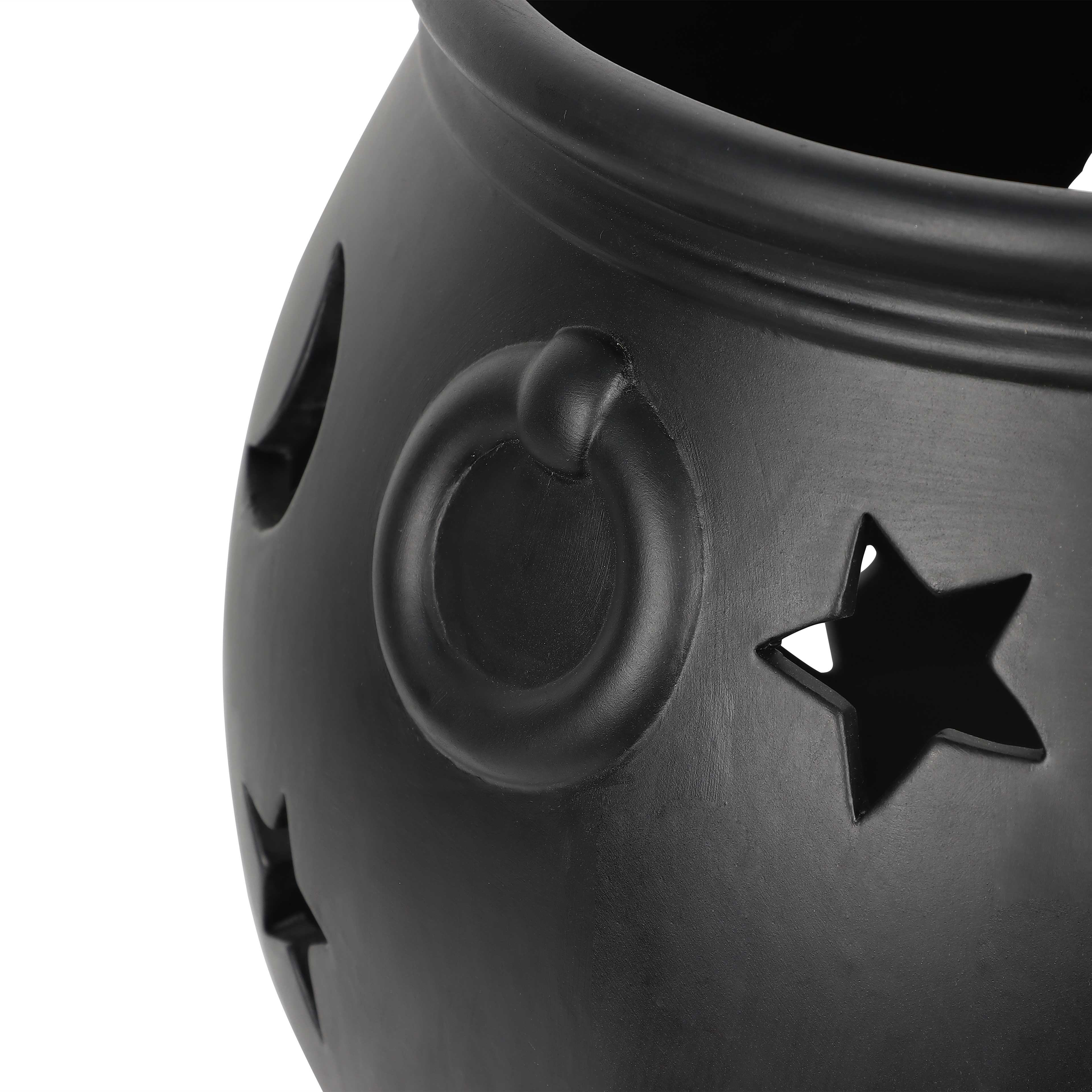 10.75&#x22; Black Moon &#x26; Stars Cauldron Ceramic Candle Holder by Ashland&#xAE;