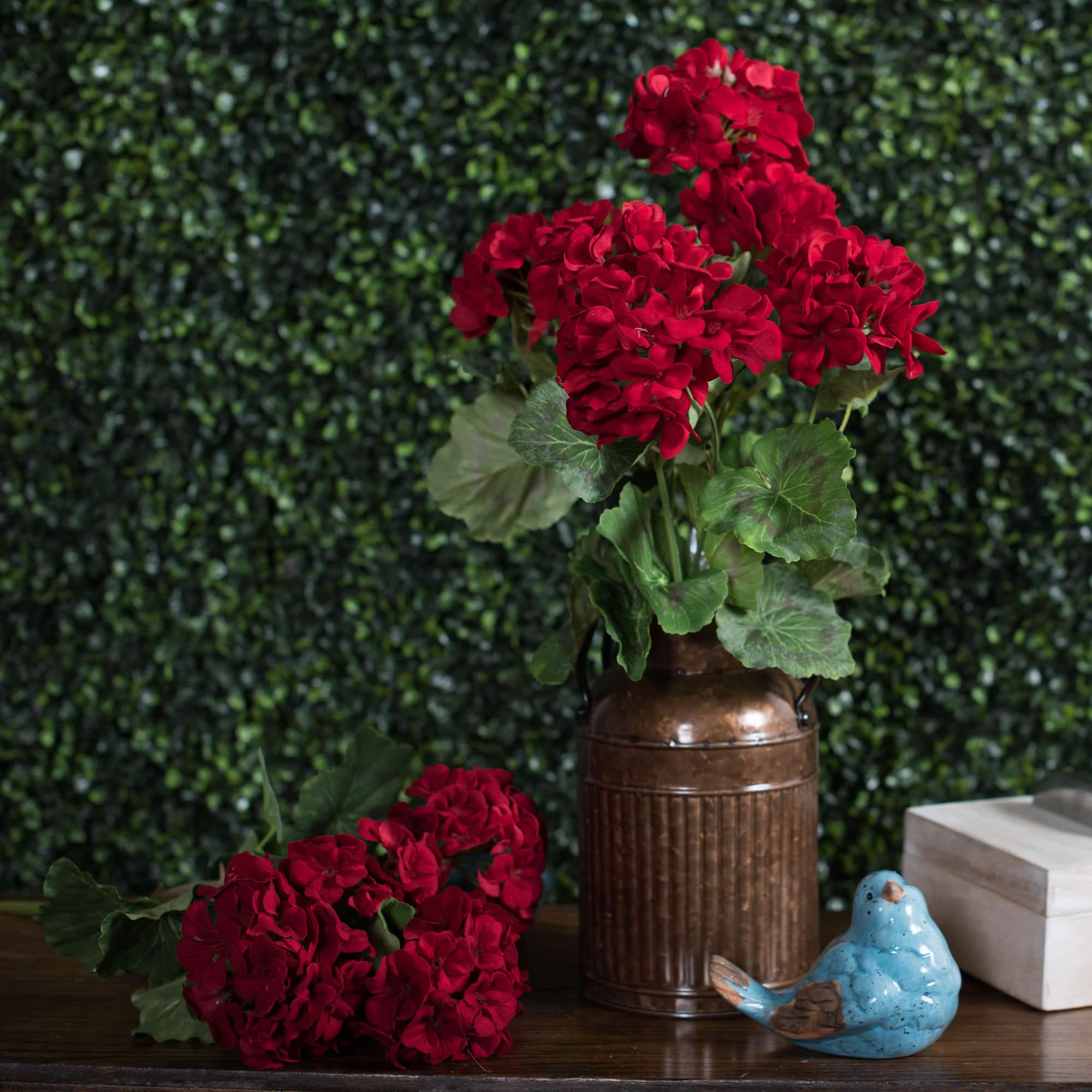 Artificial Red Geranium Bush