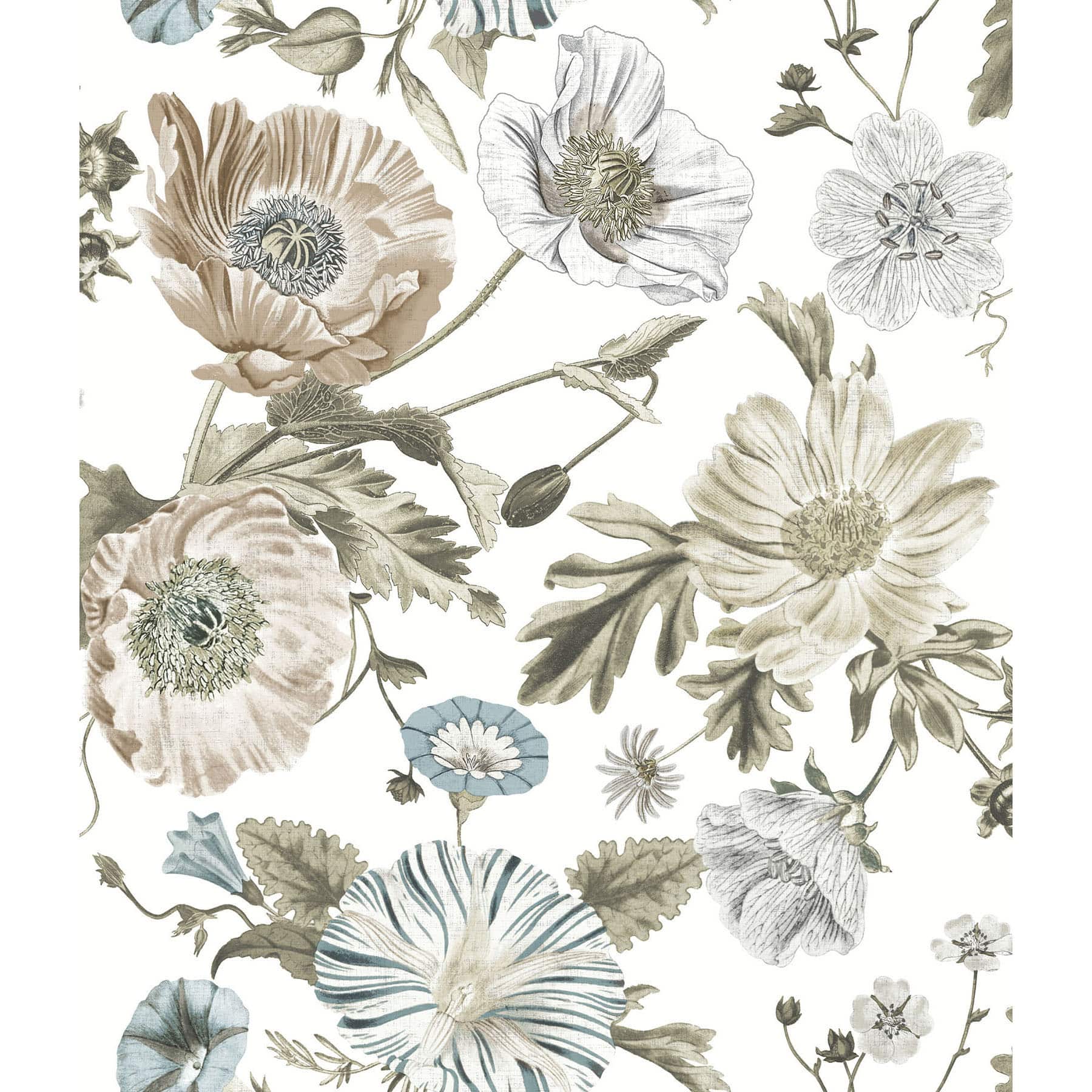 RoomMates White Vintage Poppy Peel &#x26; Stick Wallpaper