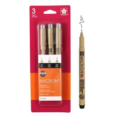Pigma® Micron® Fine Line Pen Assorted Tip 3 Pack, Black image