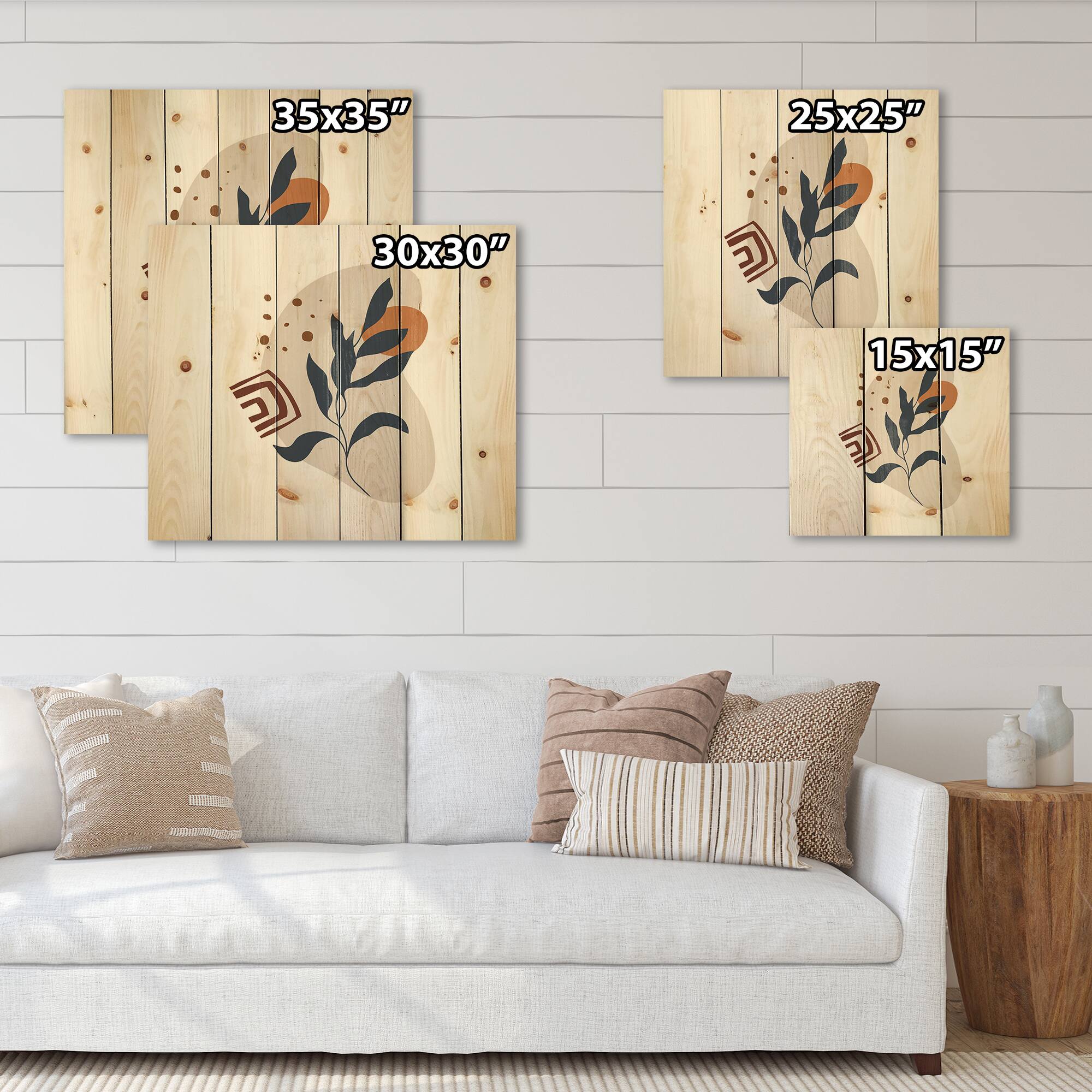 Designart - Abstract Flowers On Minimal Shapes VII