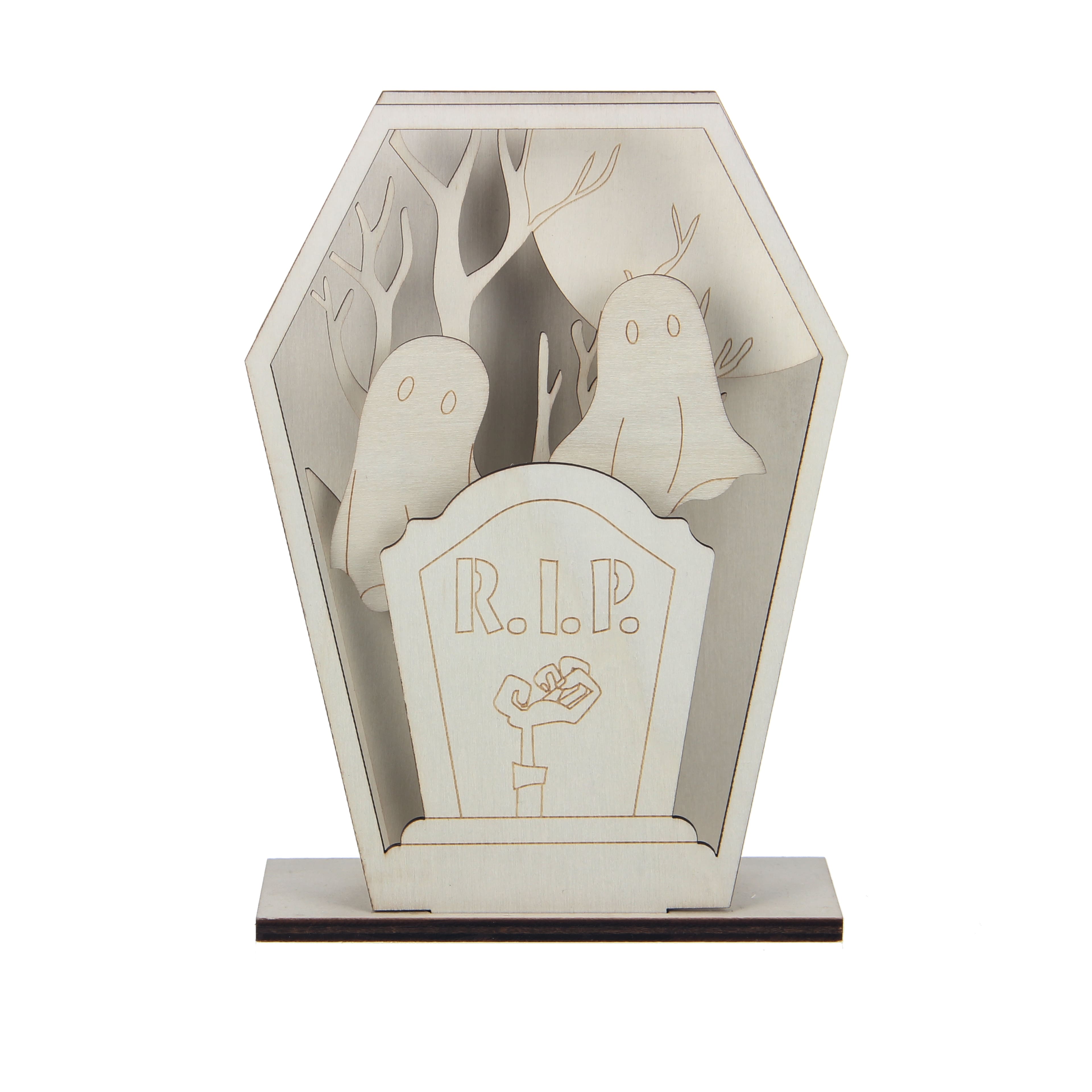 8.25&#x22; Layered Coffin DIY LED Plywood D&#xE9;cor by Make Market&#xAE;