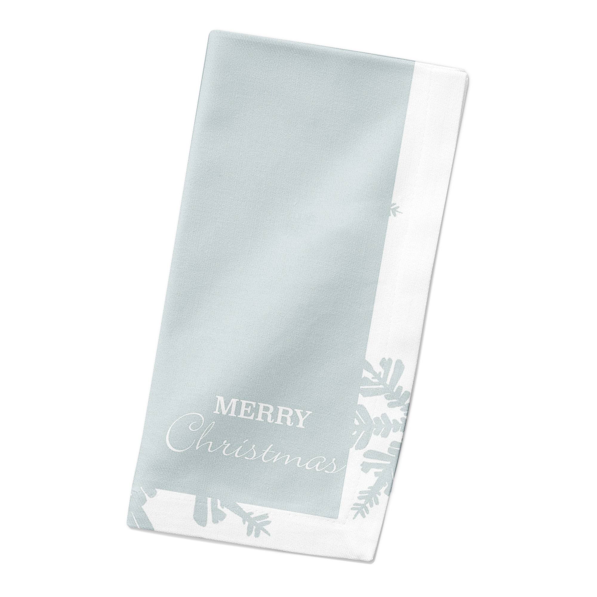 Merry Christmas Snowflake Pattern 10" x 10" Cotton Twill Napkin