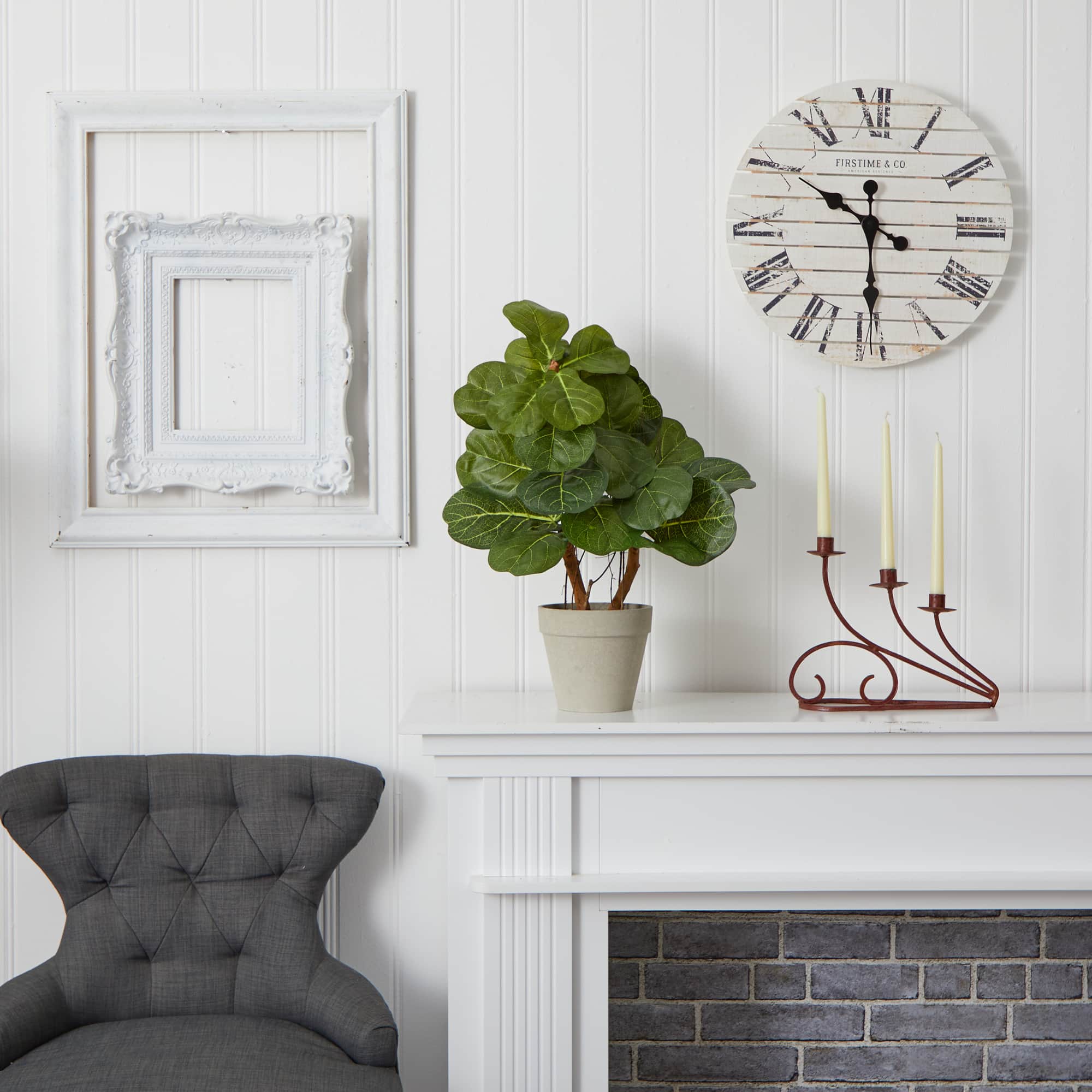 22&#x22; Fiddle Leaf in Stone Planter