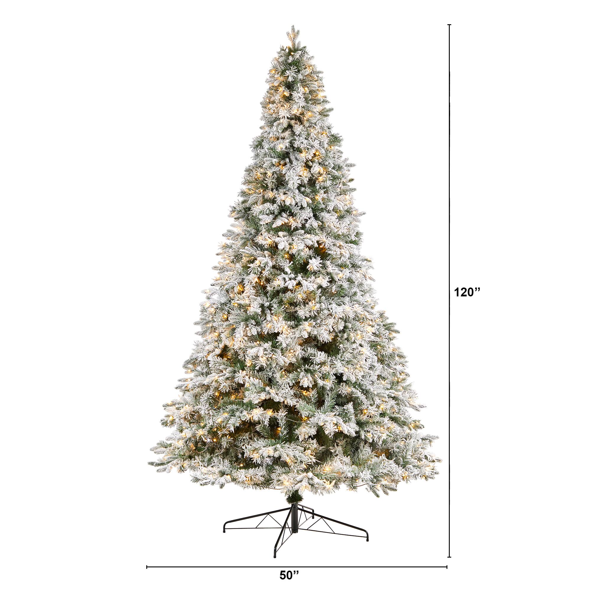 10ft. Pre-Lit Flocked Vermont Mixed Pine Artificial Christmas Tree, Clear LED Lights