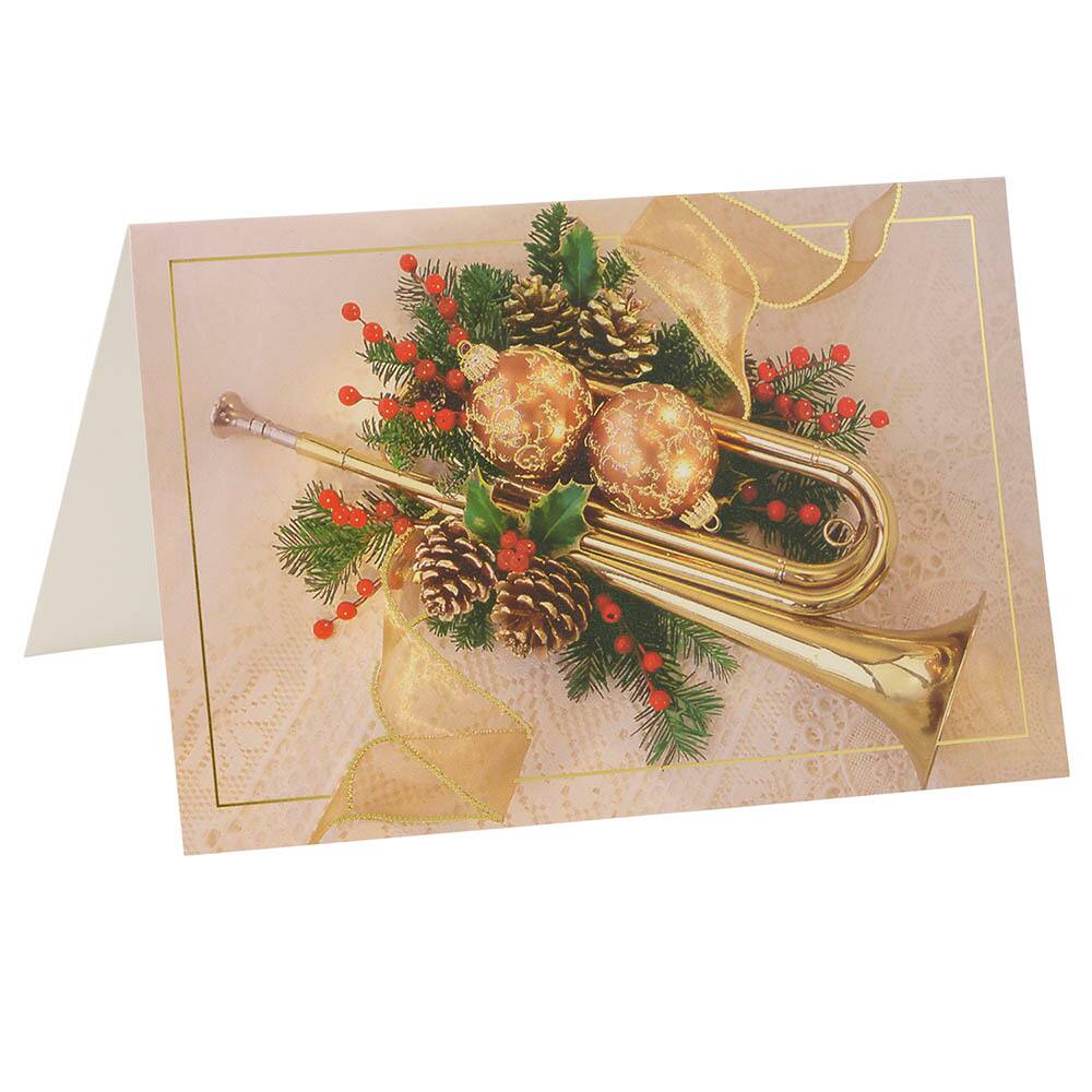 JAM Paper Modern Holiday Horn Blank Christmas Cards Set, 10ct.
