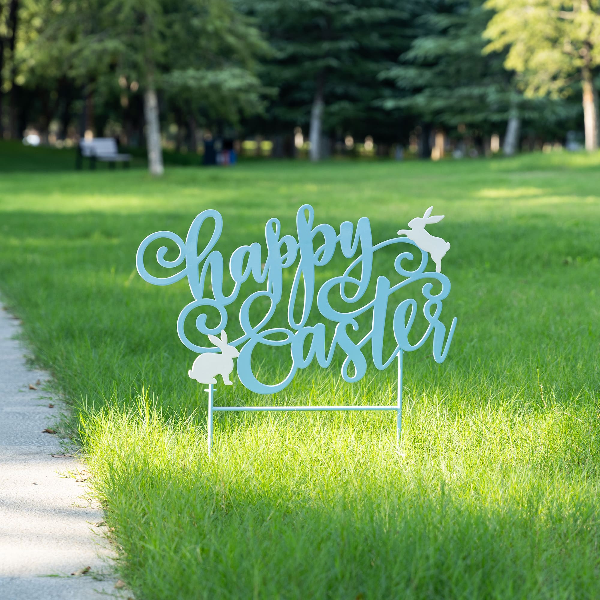 Glitzhome® 24" Metal "Happy Easter" Yard Stake
