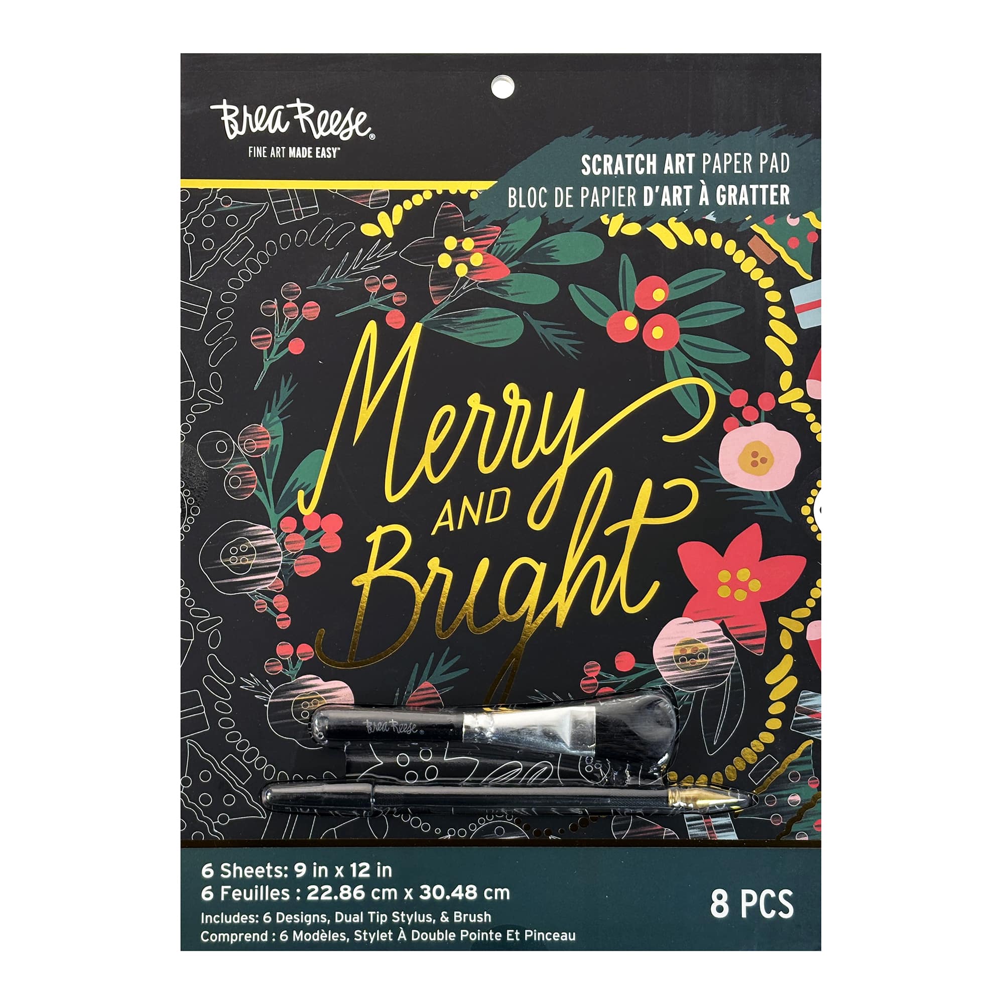 Brea Reese&#x2122; 9&#x22; x 12&#x22; Holiday Motif Scratch Art Paper Pad
