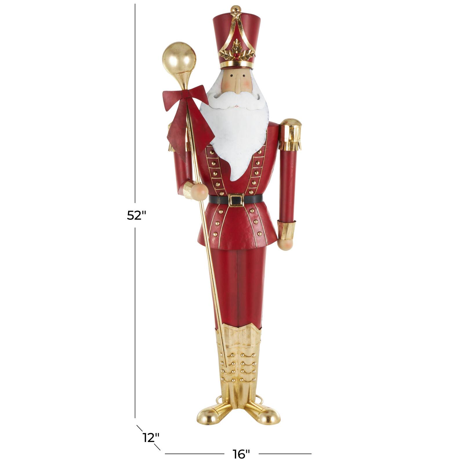 52&#x22; Red Metal Nutcracker Standing Sculpture