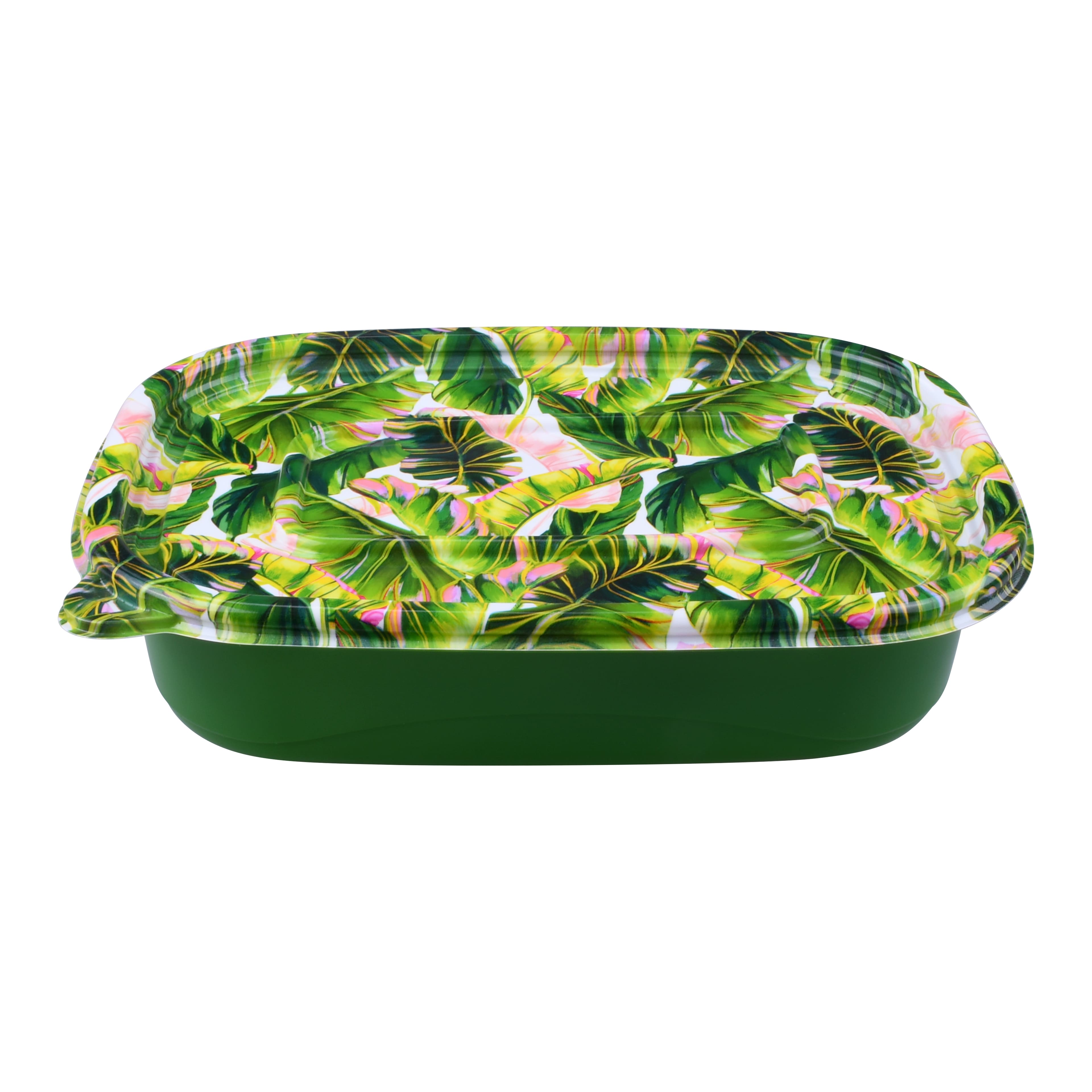 8.5&#x22; Green Tropical Leaf Food Storage Container by Makery&#x2122;