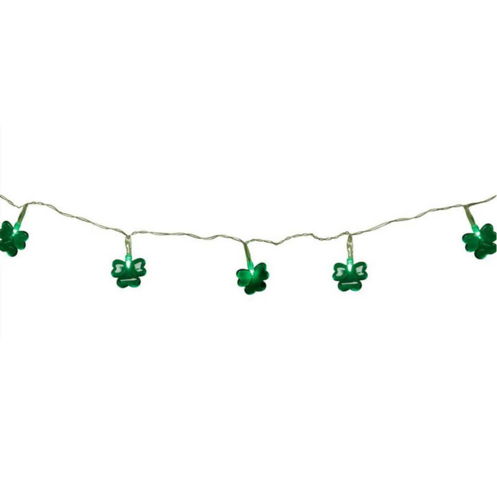 20ct. Green Mini LED with Timer St Patrick's Day Shamrock String Lights