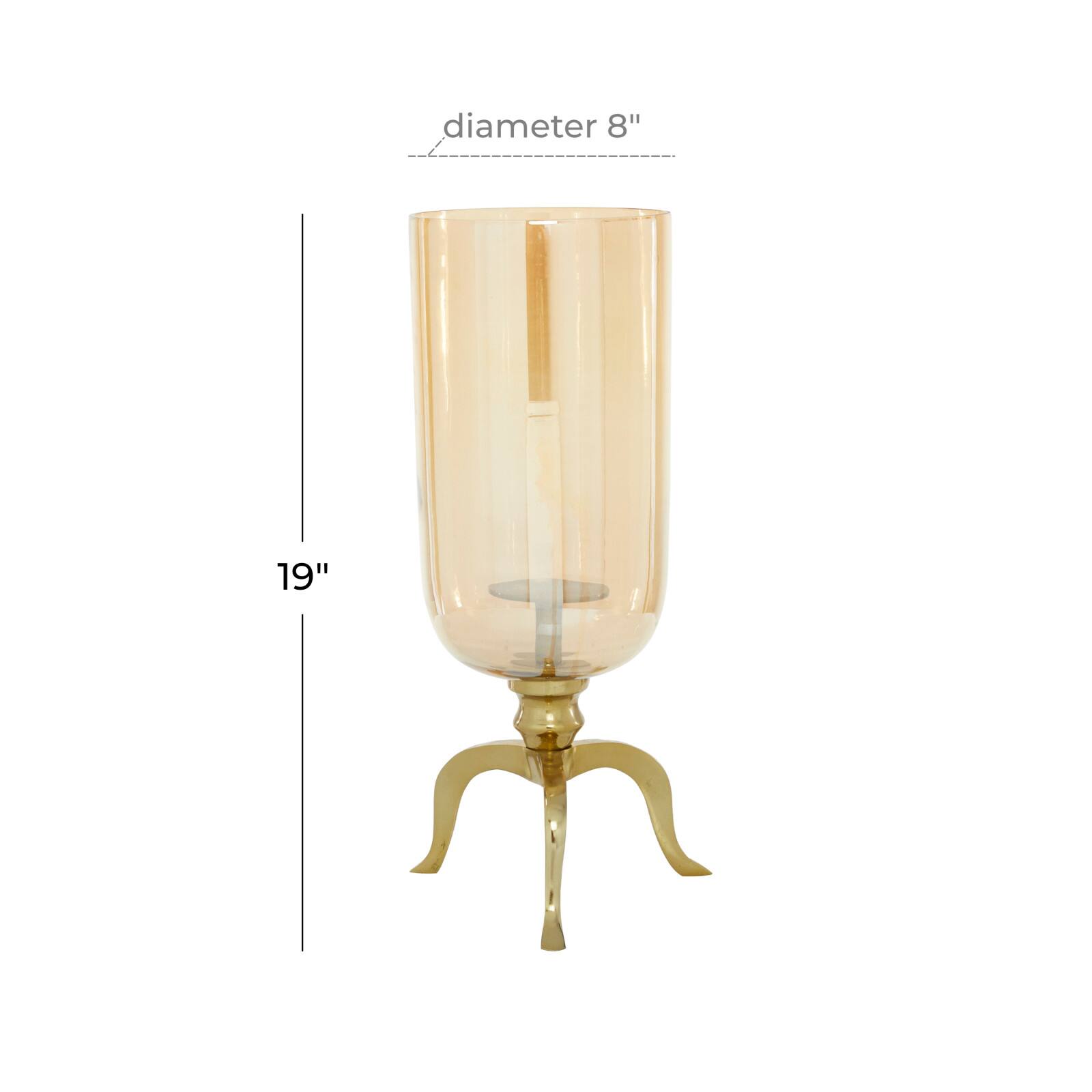 19&#x22; Gold Aluminum &#x26; Glass Traditional Candlestick Holder