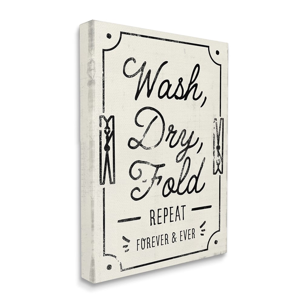 Stupell Industries Charming Retro Laundry Wash Dry Fold Repeat Canvas Wall Art