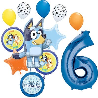 Anagram & Betallic Bluey Birthday Age 12-Piece Foil Balloon Bouquet | Numeral 6 | Michaels®