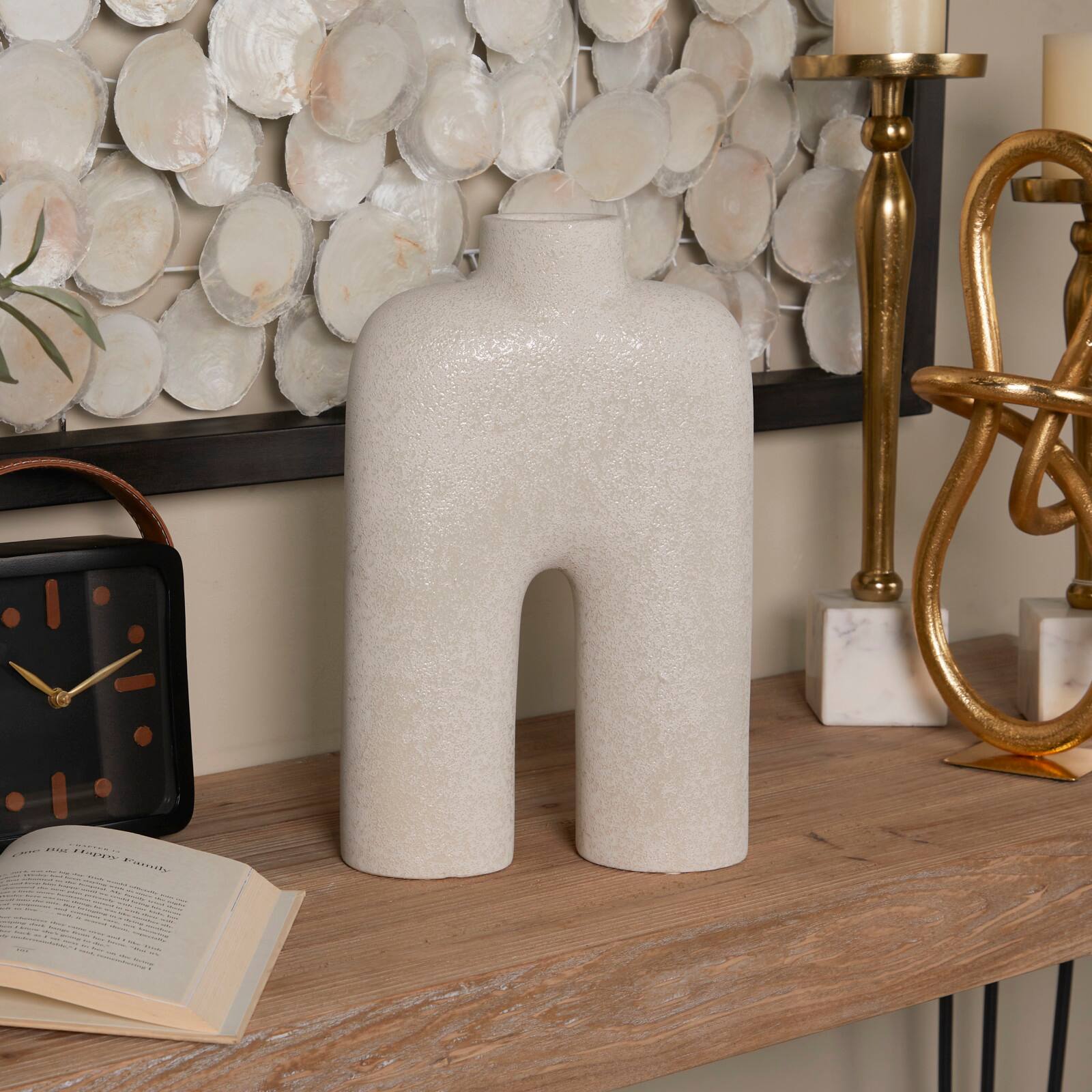 The Novogratz 13&#x22; Arched Abstract White Ceramic Vase