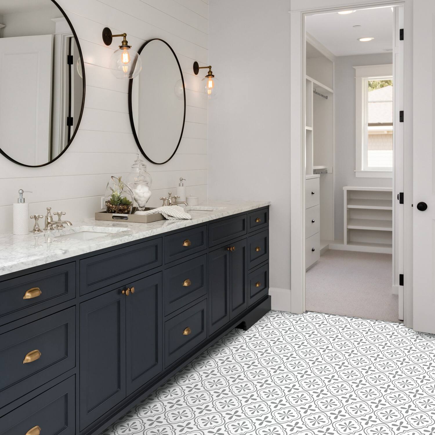 RoomMates Cosmos Gray Peel & Stick Floor Tile