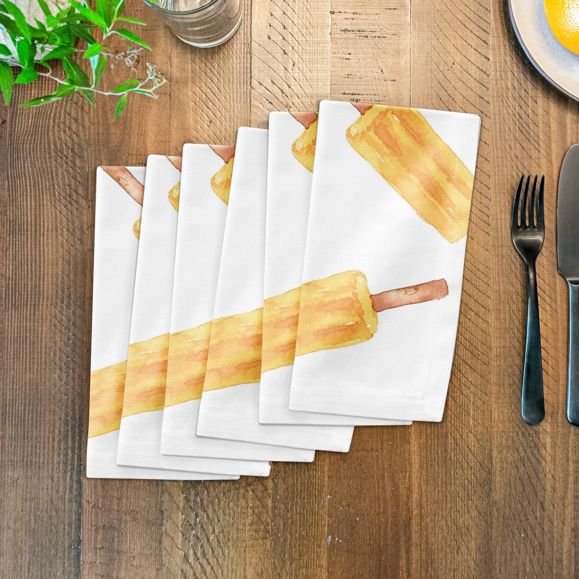 Orange Popsicle Pattern 10" x 10" Cotton Twill Napkin