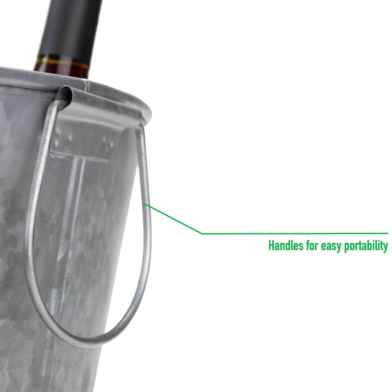 Mind Reader 12'' Large Round Galvanized Steel Beverage Tub with Handles